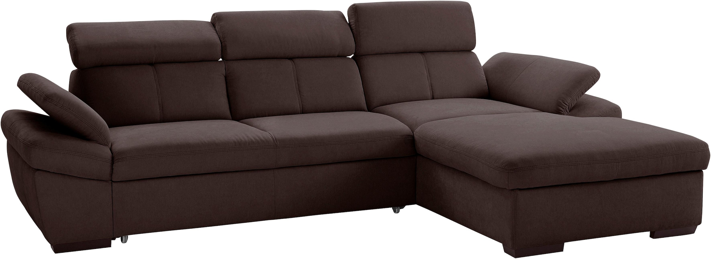 exxpo - sofa fashion Canapé d'angle »Salerno, inkl. Arm-& Kopfteilverstellung, bequem, Breite 280cm, L-Form« wahlweise mit Bettfunktion und Bettkasten, tolle Detailverarbeitung