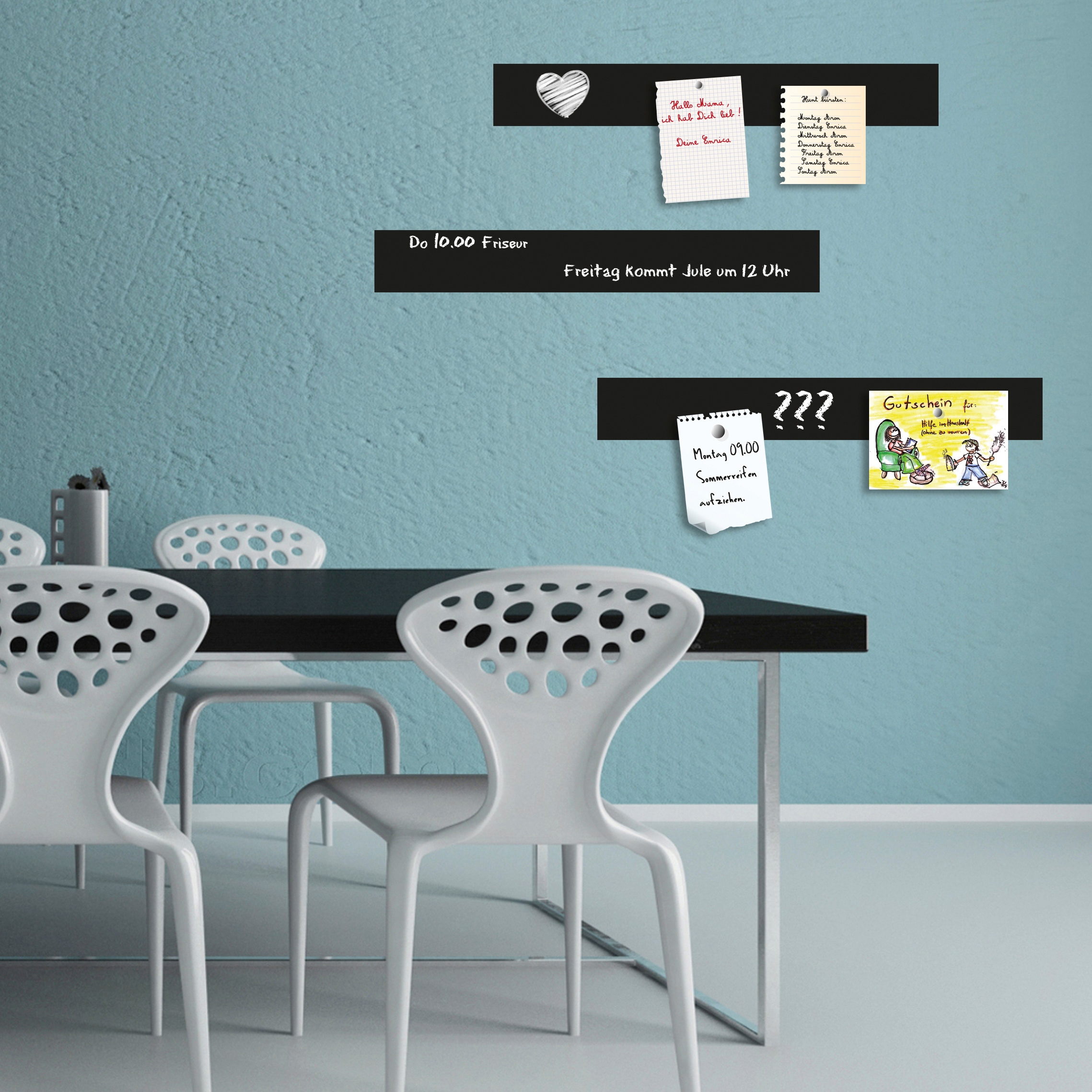 queence Film magnétique »Magnetische Tafelfolie« Tafel-Wandtafelfolie-Magnetfolie, selbstklebend, Kreide+Neodym-Magnete