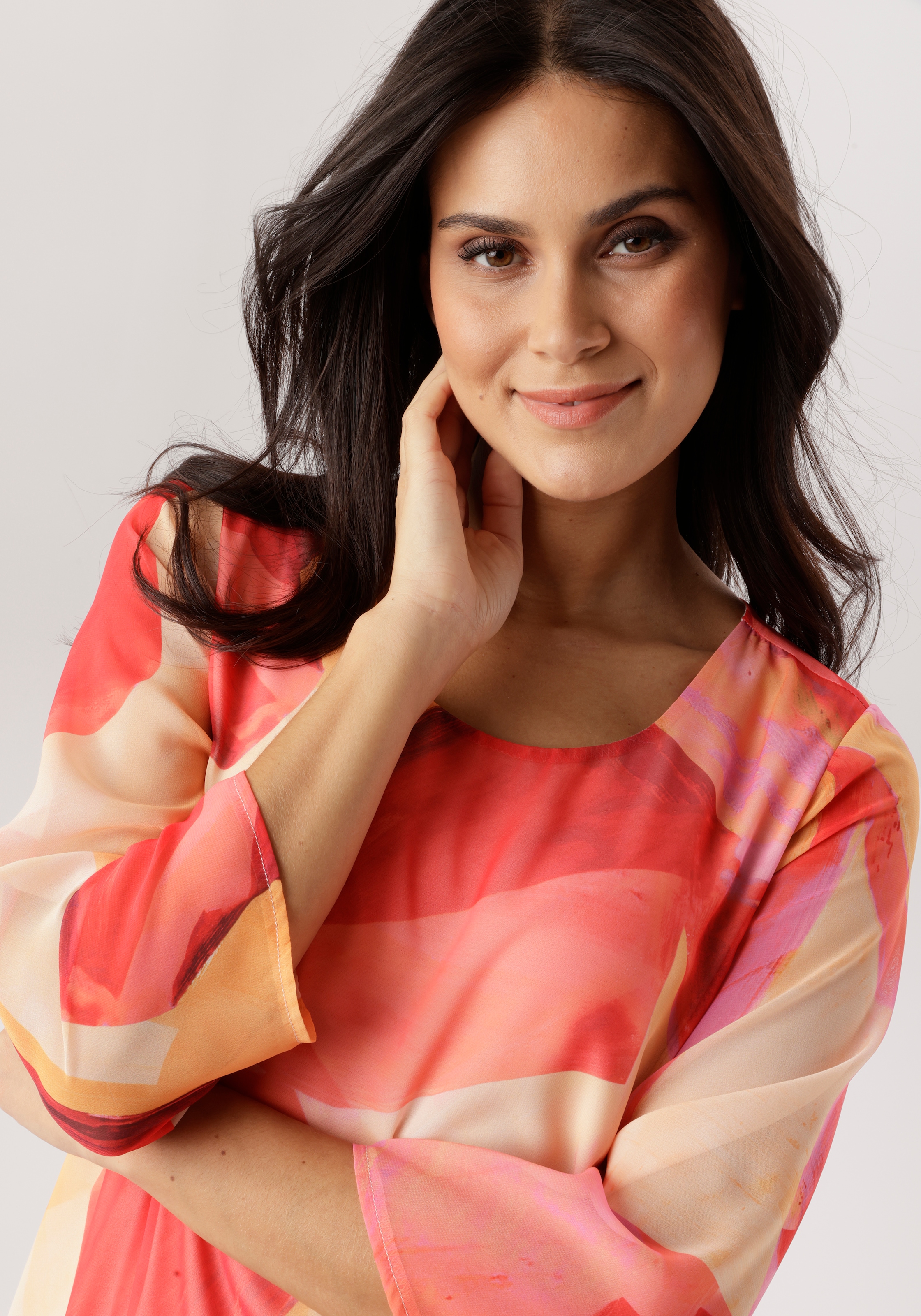 Aniston SELECTED Robe en mousseline de soie aus zartem Chiffon und gefüttert - NEUE KOLLEKTION