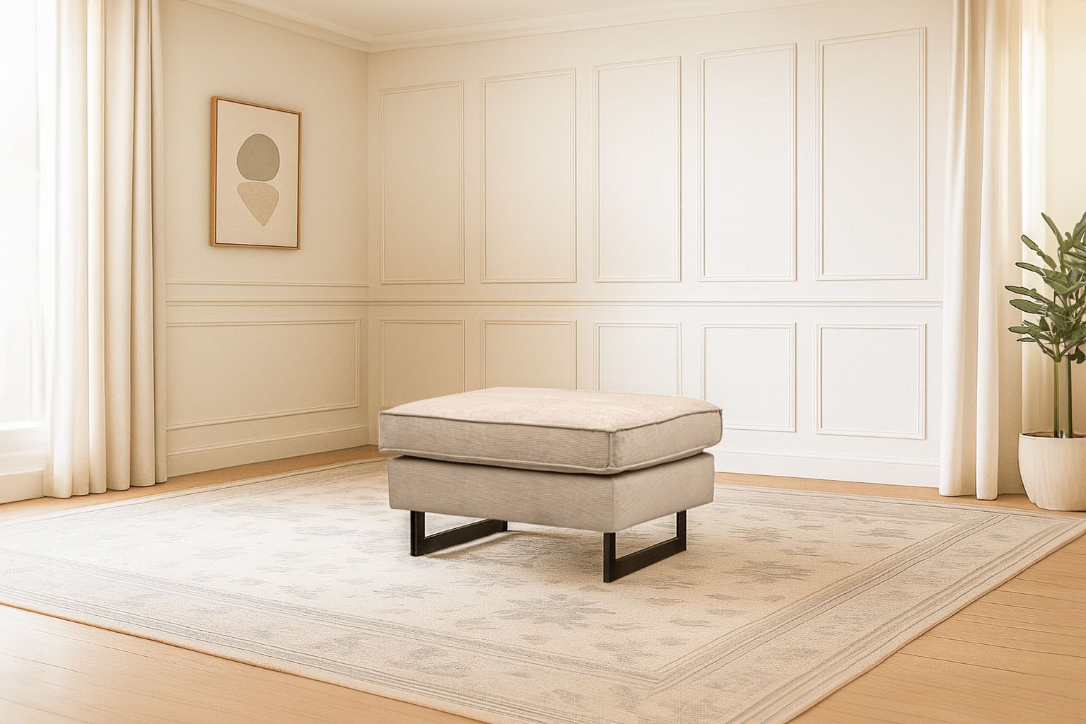 Home affaire Tabouret rembourré »Pinto« mit Keder, Metallfüssen und auch in Cord Bezug erhältlich