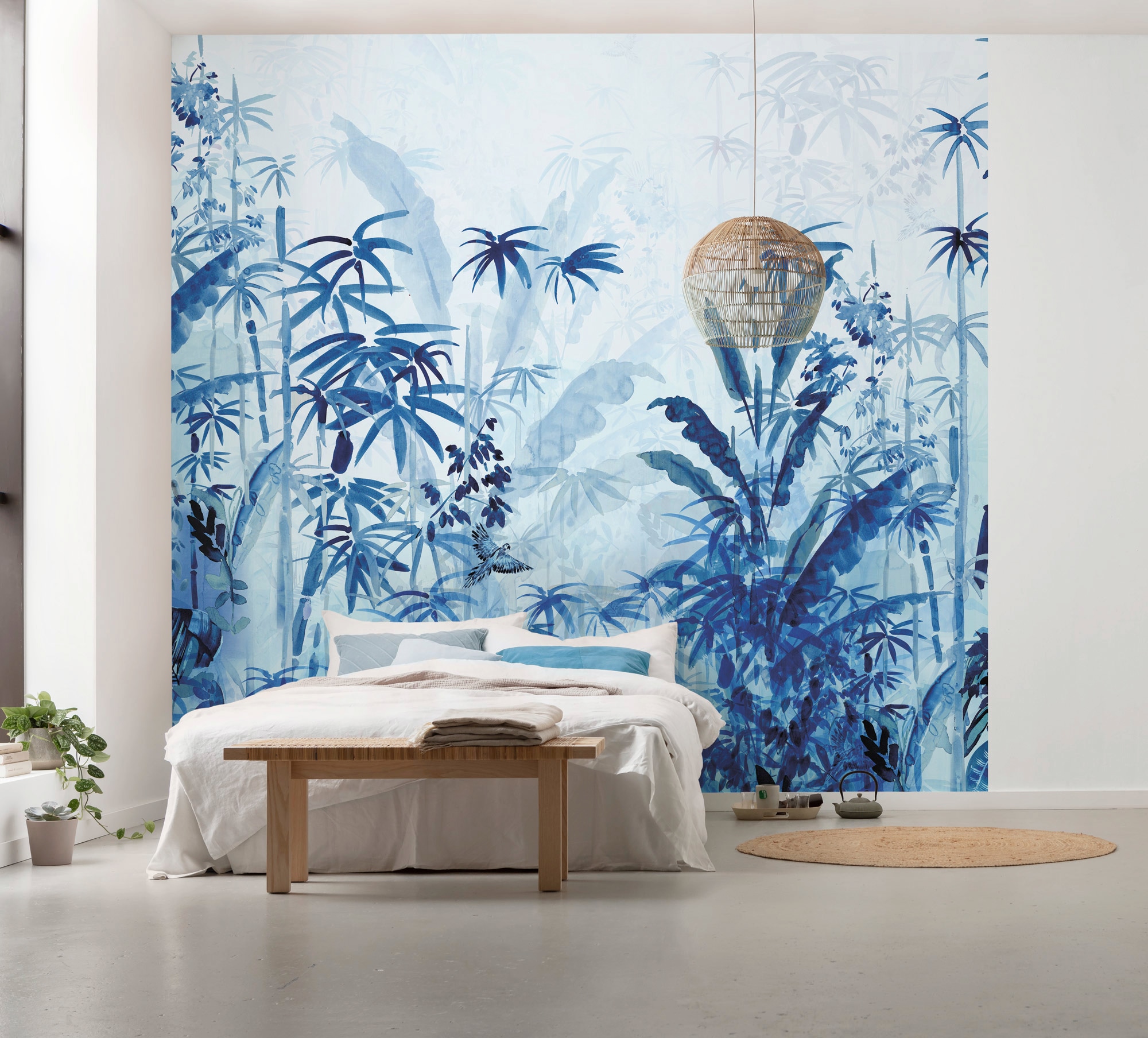 Komar Vliestapete »Digitaldruck Vlies -  Blue Jungle - Grösse 300 x 280 cm« bedruckt glatt Wohnzimmer, Schlafzimmer