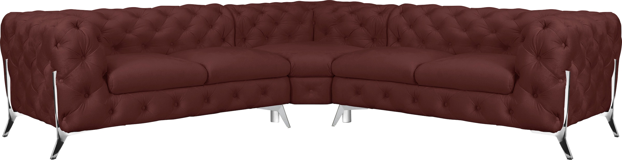 Home affaire Chesterfield-Sofa »Amaury L-Form« Chesterfield-Optik,  Breite/Tiefe je 262 cm, Fussfarbe wählbar
