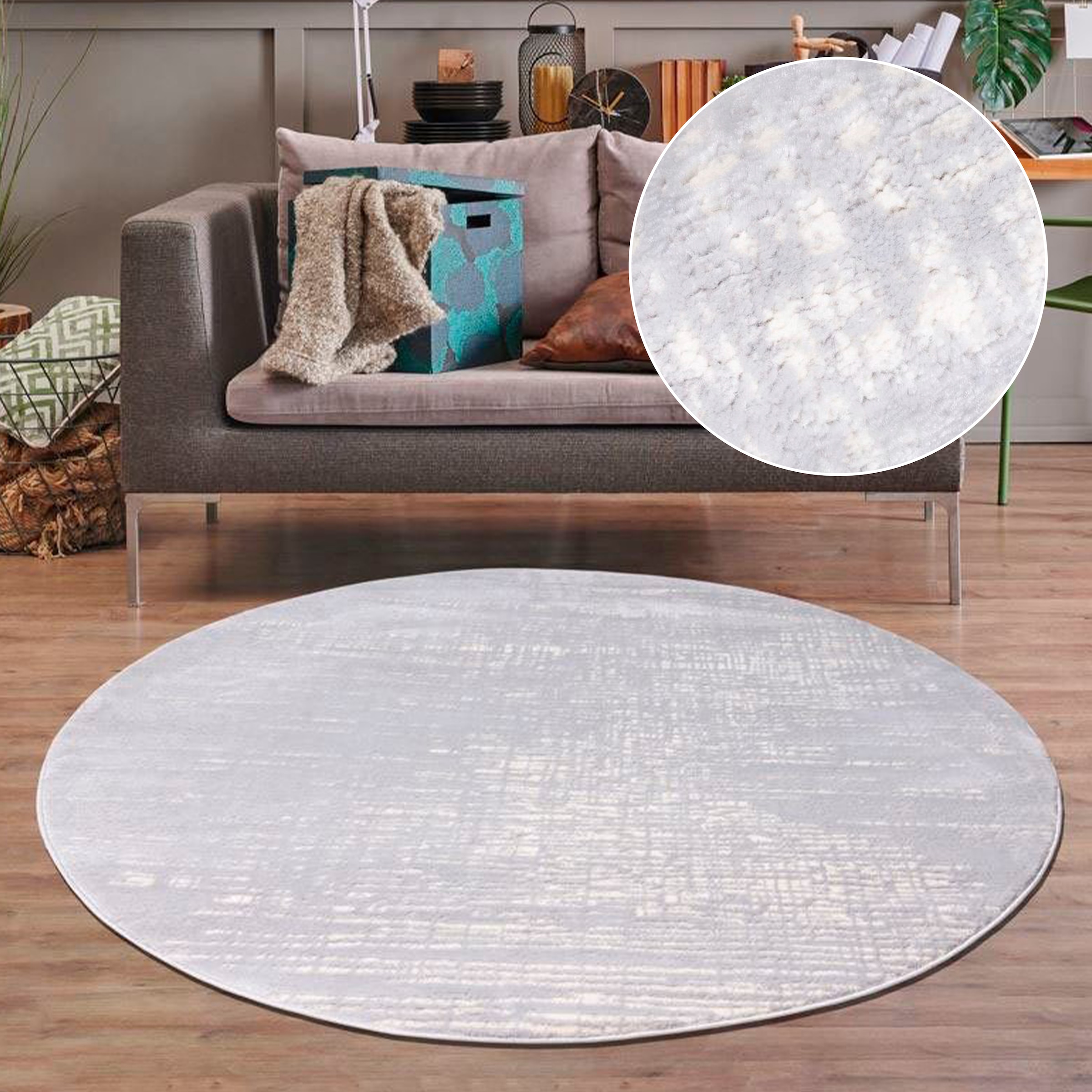 GOODproduct Teppich »Ariano, dezenter Glanz mit Hoch-Tief-Struktur« rund 12 mm Höhe Vintage Design, Schrumpf Carving-Effekt, Wohnzimmer, Schlafzimmer