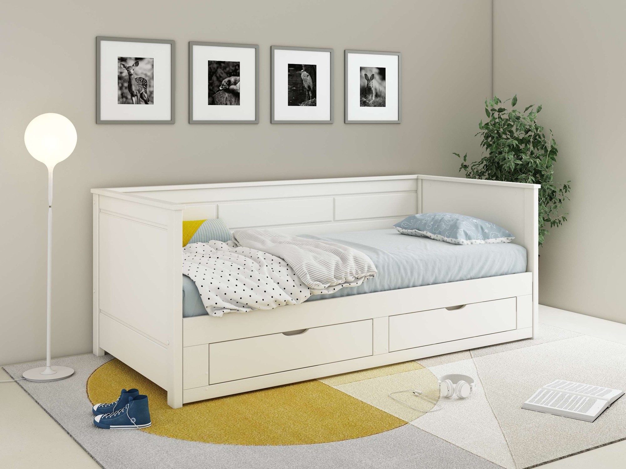 GOODproduct Ausziehbett »Leorben, OTTOs Choice, Daybed, Jugendbett, Landhausstil, Massivholz« B/H/T ca. Liegefläche von 90cm auf 180cm ausziehbar 100x82x210cm,  Liegefläche ausziehbar, 2 Schubladen, inkl. Lattenroste, Stauraumbett