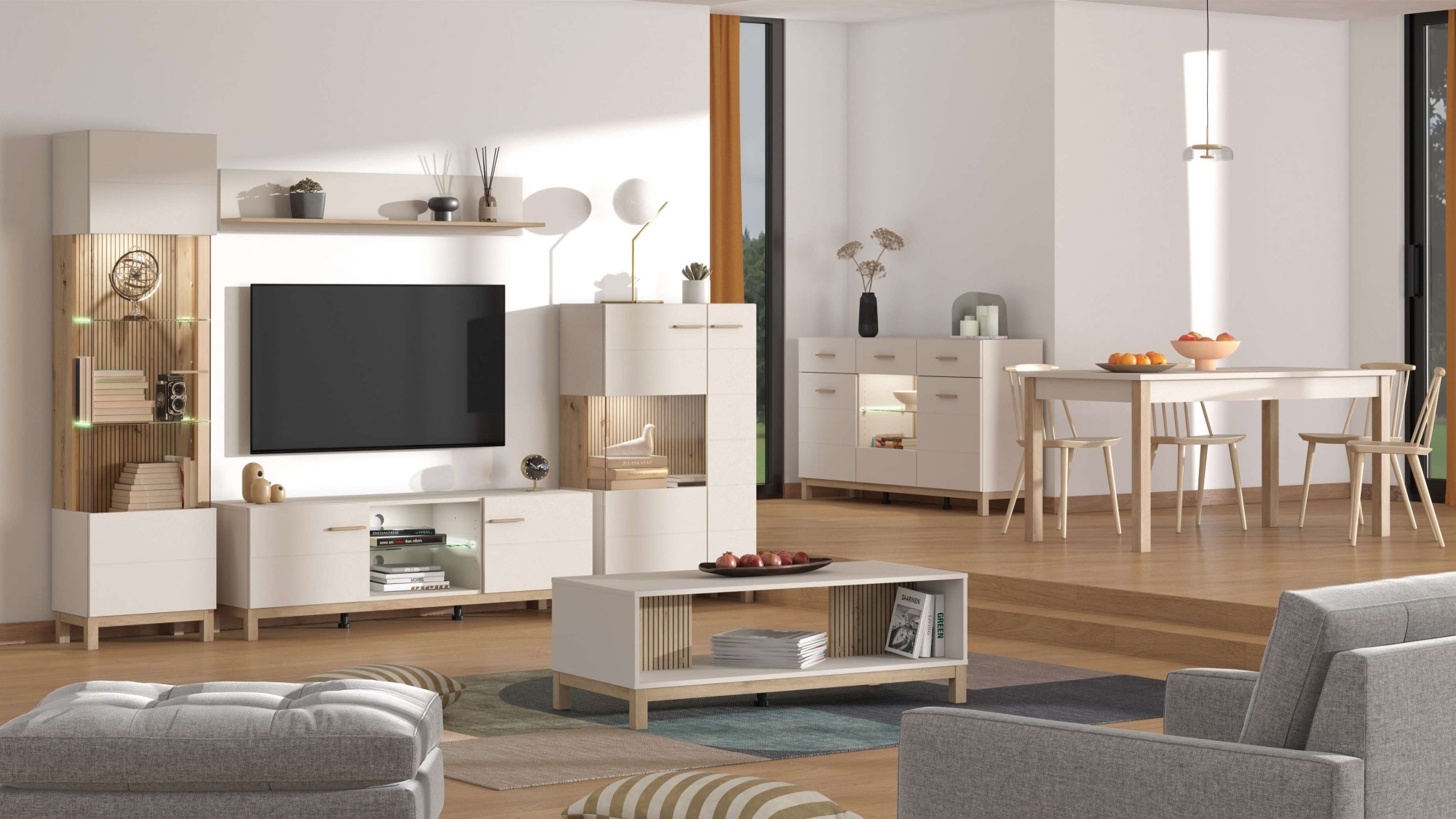 Home affaire Sideboard »Essex, Kommode, Kombikommode, Anrichte, Schrank« Modernes Sideboard: Kaschmir-Dekor, 3 Türen & 2 Schubladen