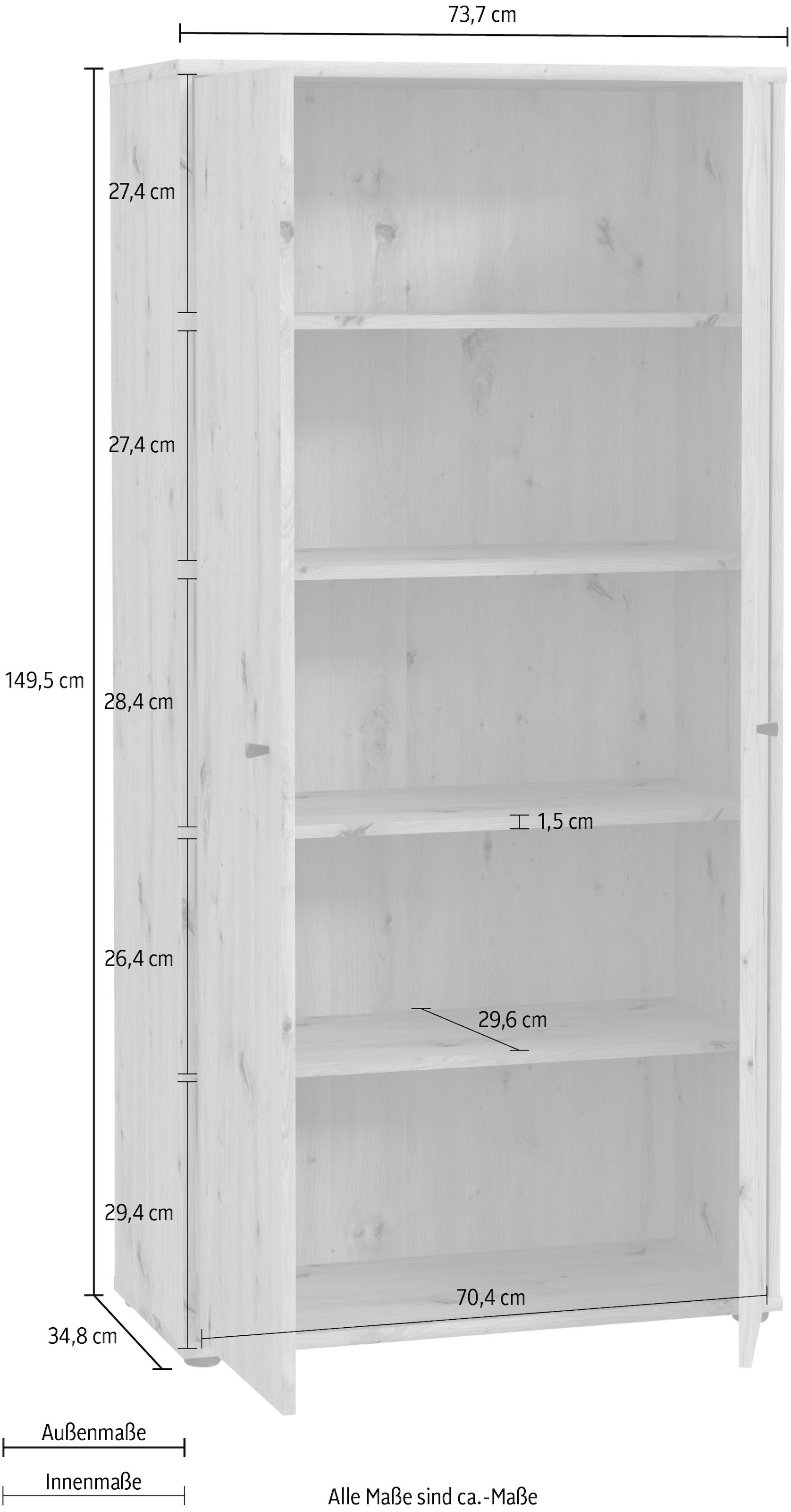 FORTE Armoire à chaussures »Tempra, Mehrzweckschrank, 2 Türen, Einlegeböden, Höhe 149,5,5 cm« largeur 73,7 cm