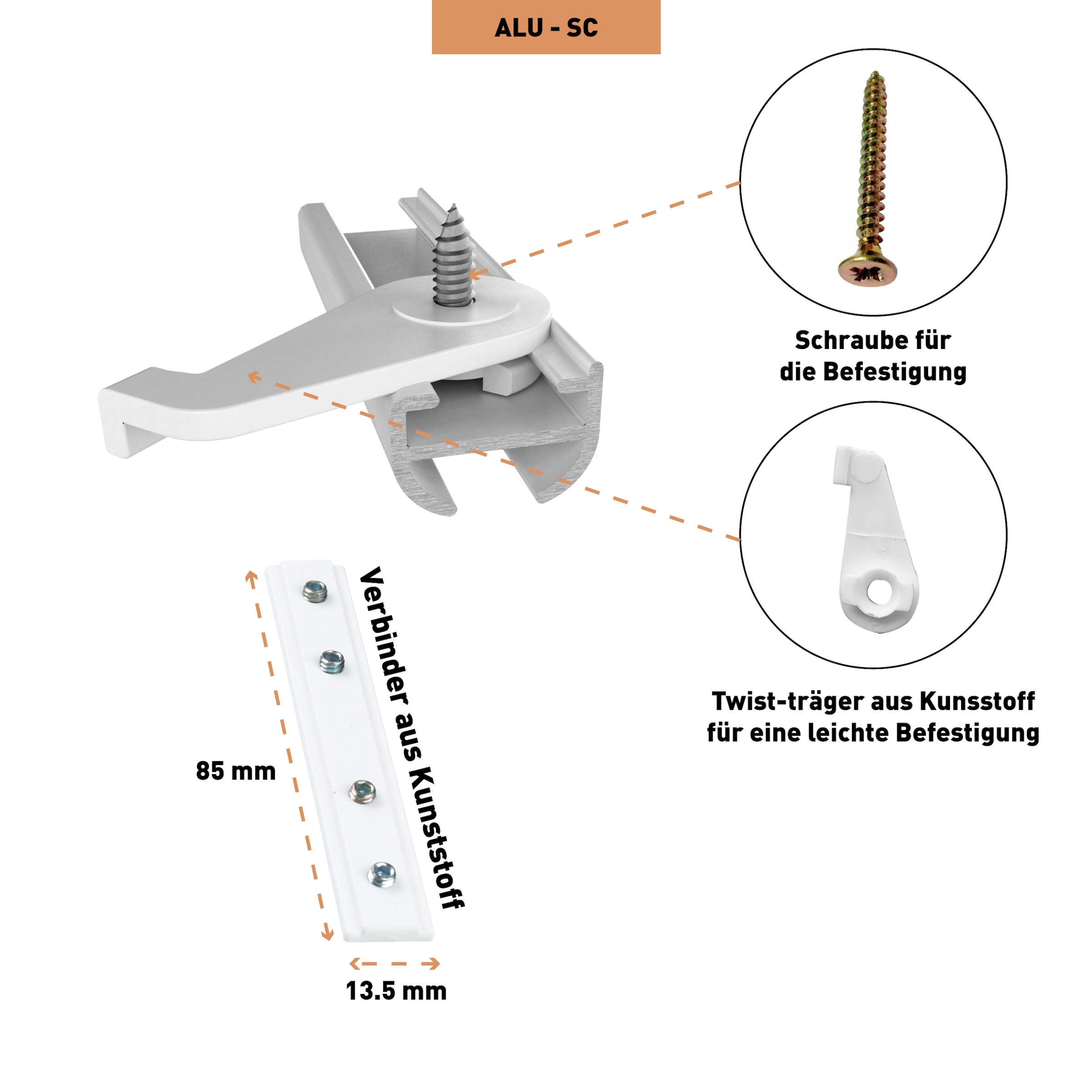 SN DECO GROUP Gardinenschiene »Objektschiene SC« 1 läufig-läufig Fixmass erhältlich in versch. Längen und Farben, Innenlauf, Vorlangschiene