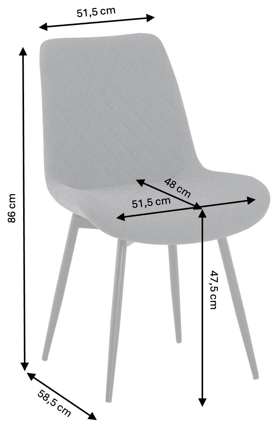 GOODproduct Ensemble de salle à manger »Juniper« Ensemble, 5 tlg. Table 140x80 cm en imitation céramique sinterisée avec 4 chaises, pivotante à 360°