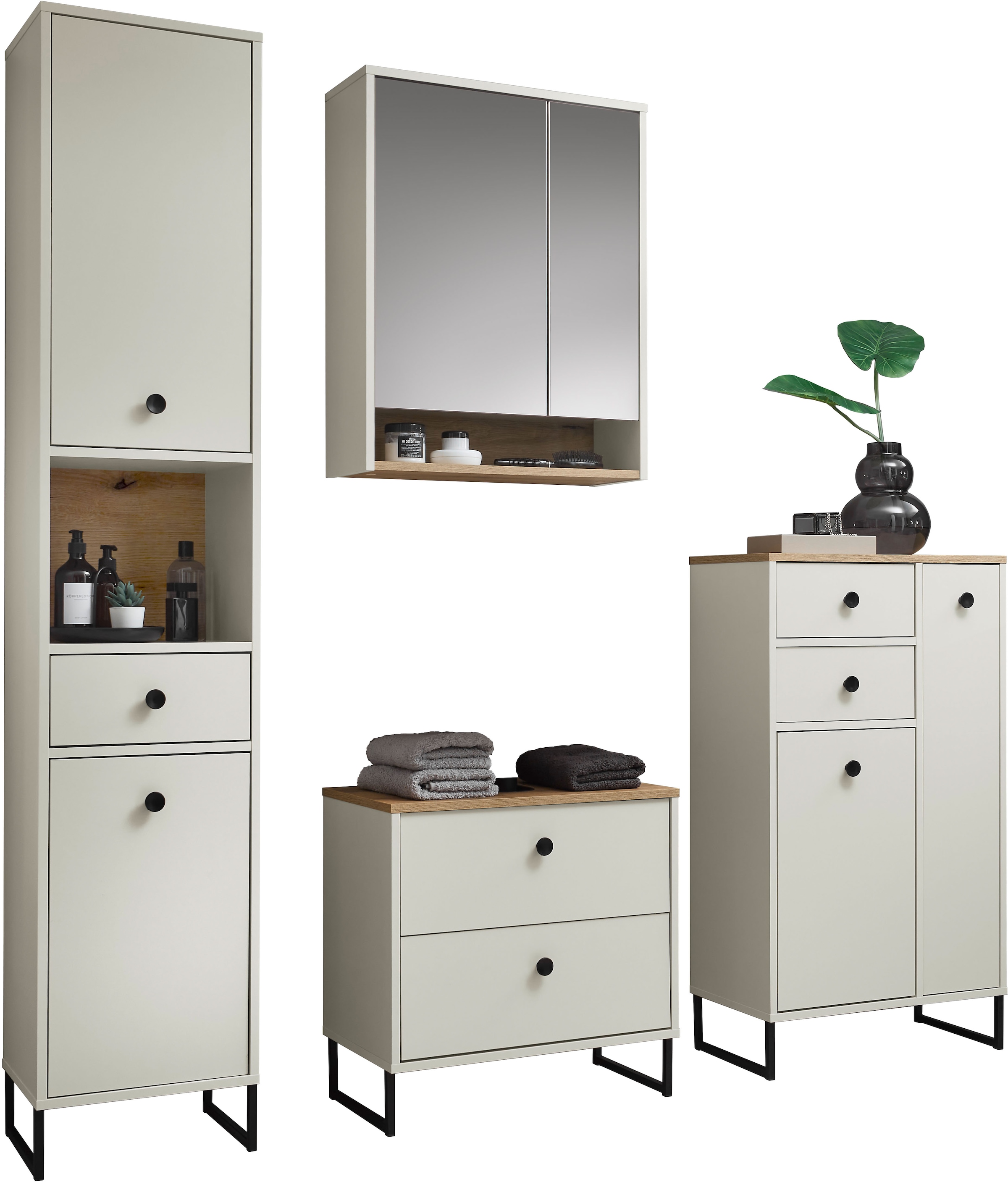 BASIC by Balculina Hochschrank »Linea« 1 Stk. tlg. Breite 60cm, U-Profil Füsse, Unterflurauszug