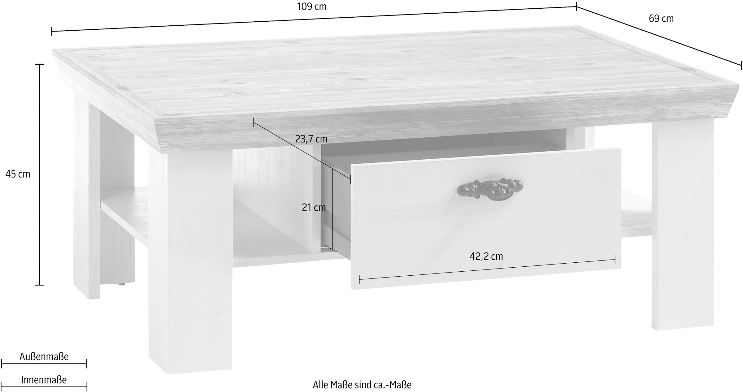 Home affaire Table basse »Florenz« Breite ca. 109 cm