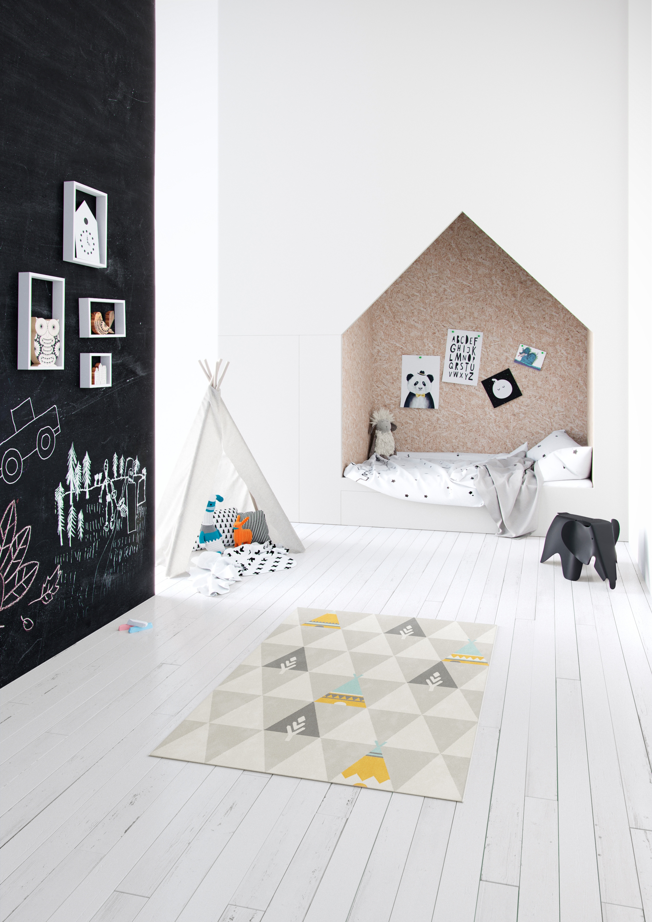 Primaflor-Ideen in Textil Tapis pour enfants »COCOON - Tippitraum« Rectangulaire 6 mm Höhe Poils courts, motif triangles