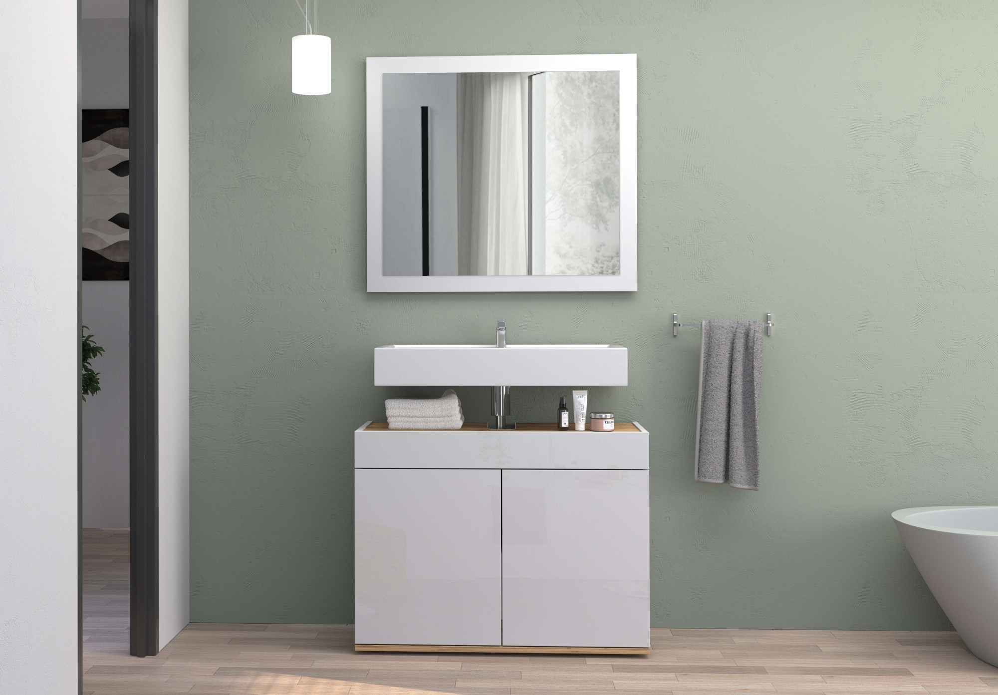 welltime Miroir de salle de bain »Garda, Waschbeckenunterschrank,Breite 80 cm,Waschtisch« Breite 80 cm- Passend zur Serie Garda