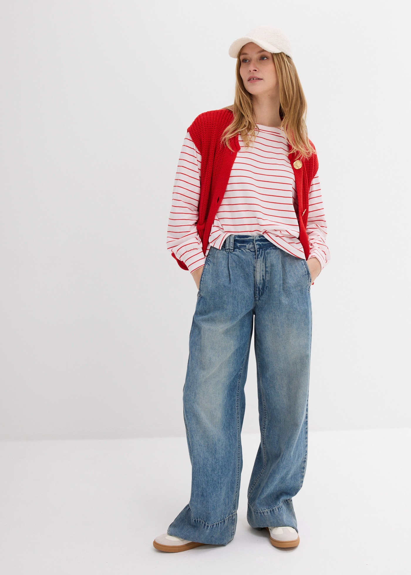 bonprix T-shirt à manches longues 1 lockere Passform mit überschnittenen Schultern, mit Ballon-Ärmeln