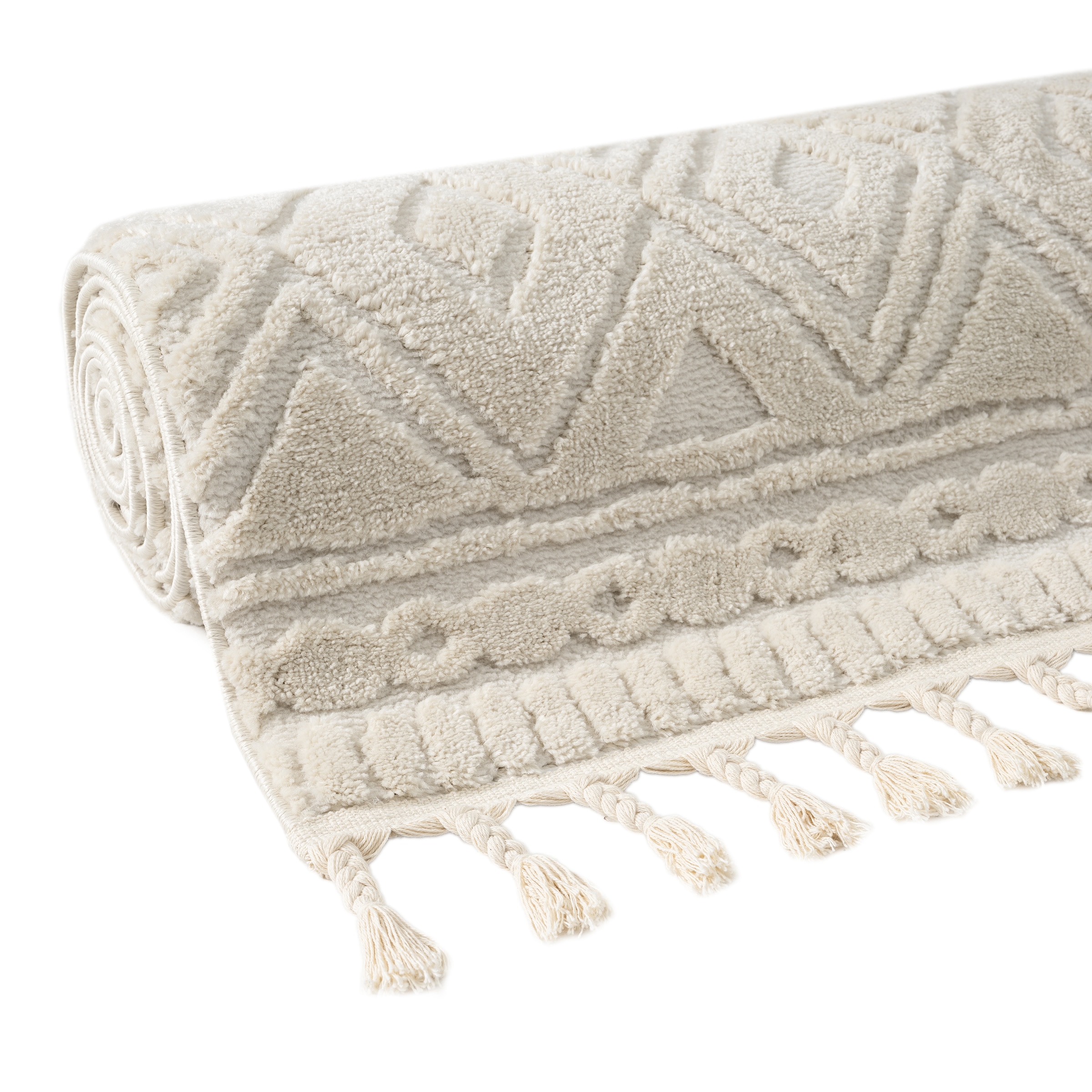 GOODproduct Chemin de table »Bonvo 80x300 cm« Rectangulaire 19 mm Höhe mit Fransen, Hoch-Tief-Struktur, Wohnzimmer, Schlafzimmer