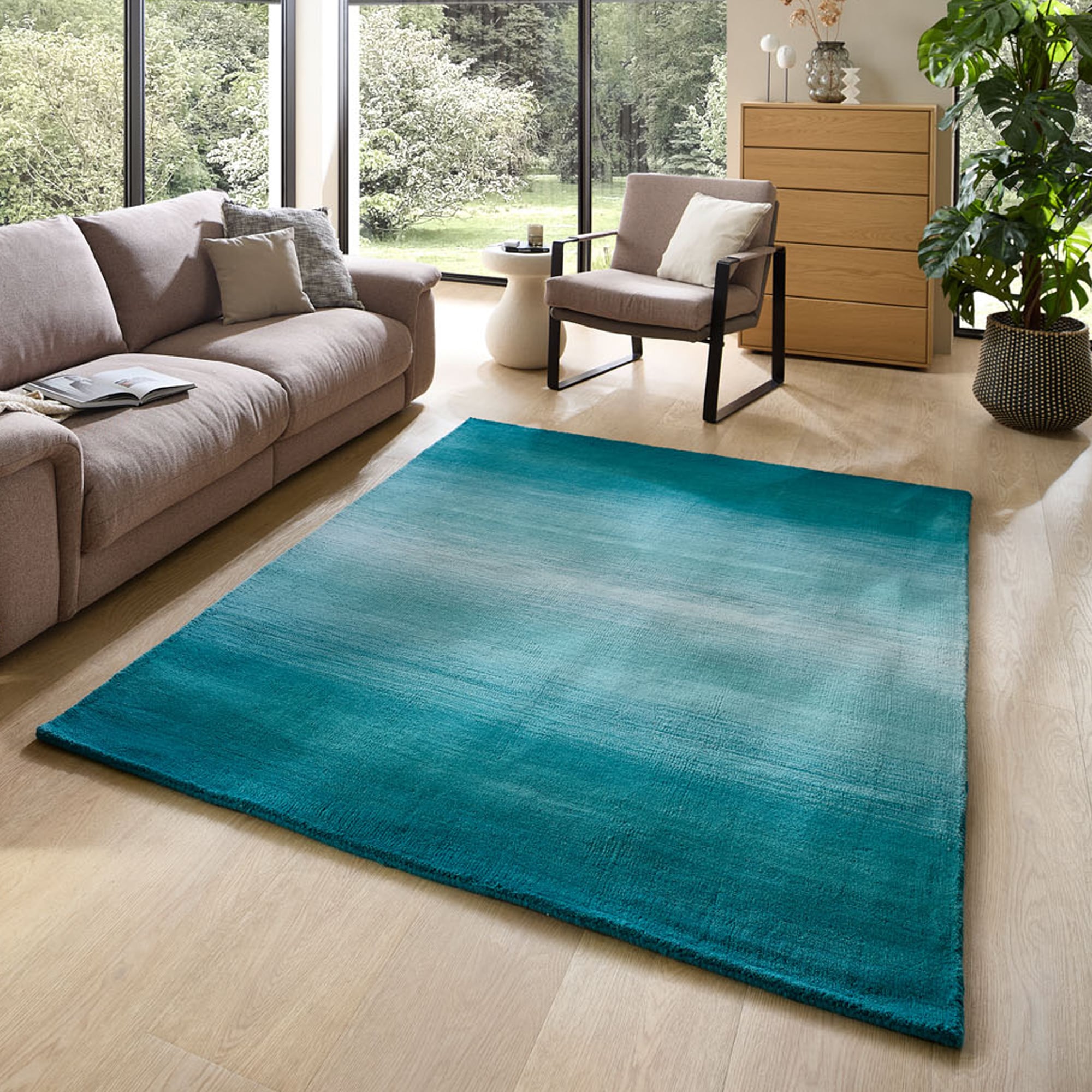 THEKO Wollteppich »Wool Comfort« rechteckig 14 mm Höhe Handweb Teppich, reine Wolle, handgewebt, brilliante Farben, Scandi
