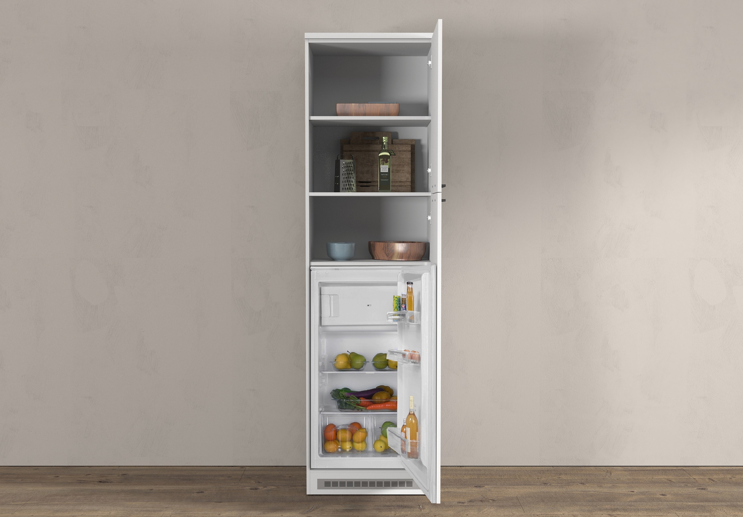 KOCHSTATION Kühlumbauschrank »Luna, Kühlschrank-Umbau, Einbauschrank für Kühlschrank, Made in Italy« B/T/H: 60×60×214,5 cm, für zwei Kühlschrankhöhen vorbereitet