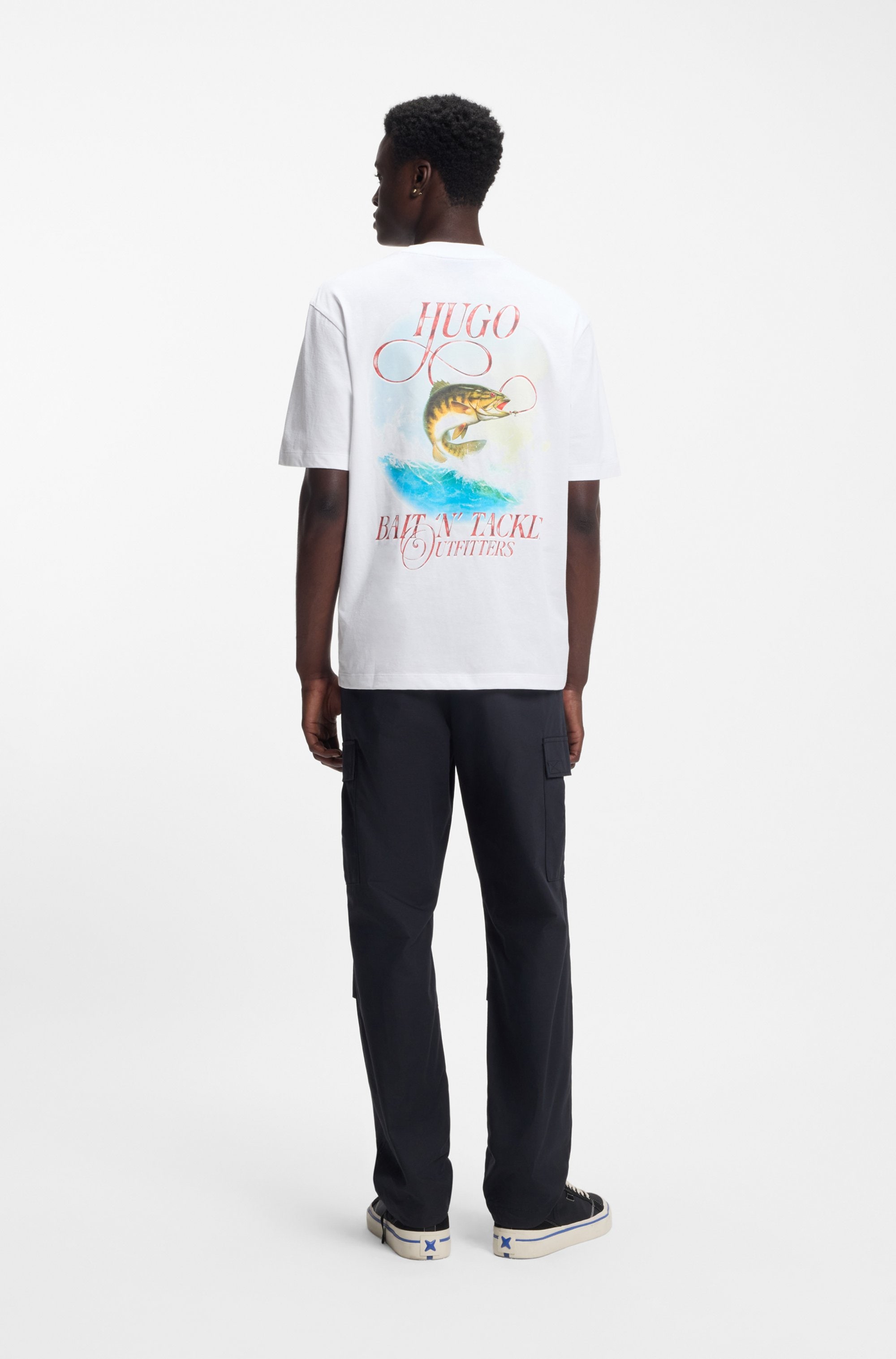 HUGO T-Shirt Regular Fit, Rückdruck, Rundhalsausschnitt
