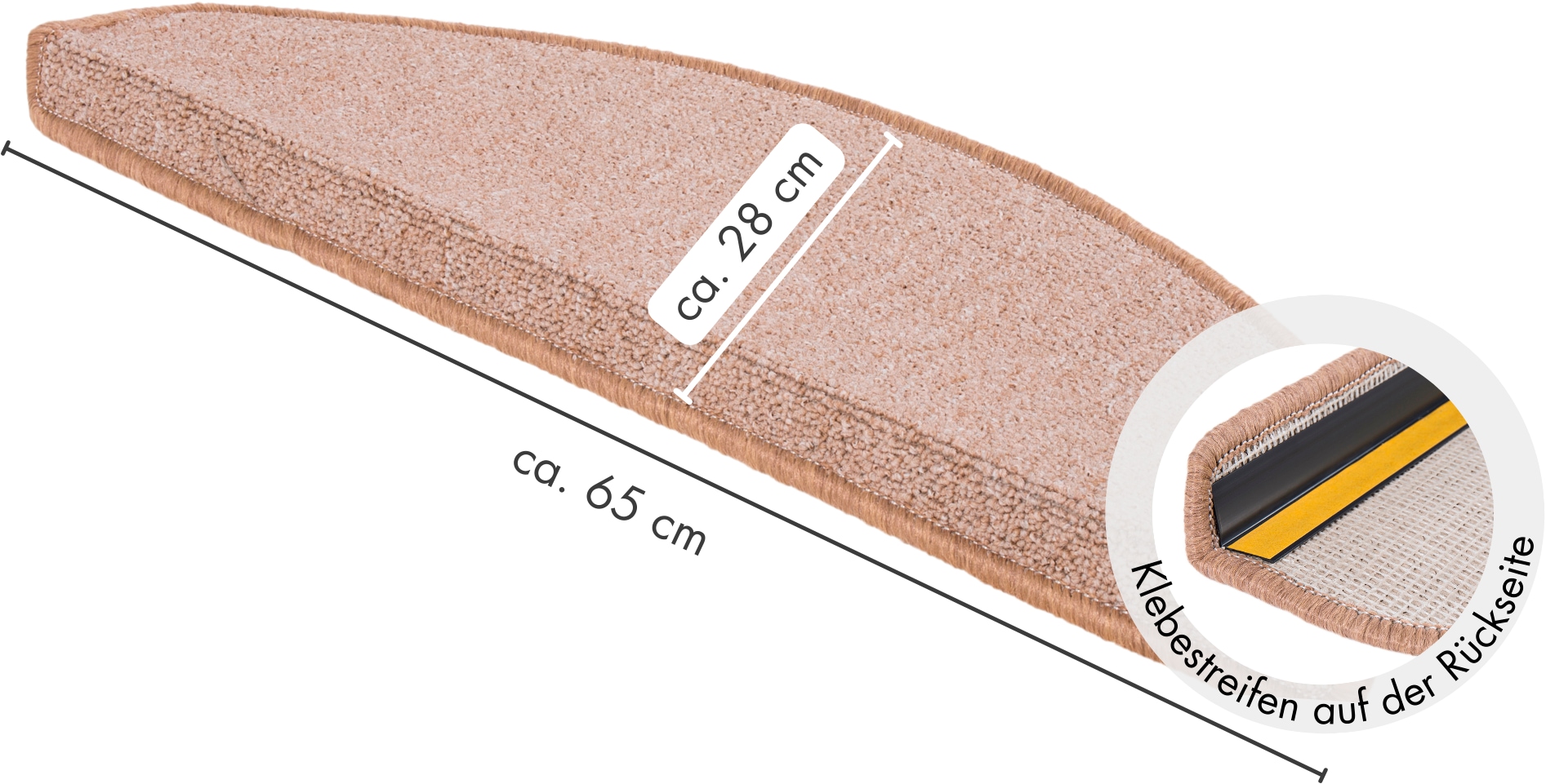 Andiamo Tapis de marche »Bob, Made in Poland« Semicirculaire 4,5 mm Höhe melierte Schlinge, selbstklebend, Set mit 2 Stück oder 15 Stück