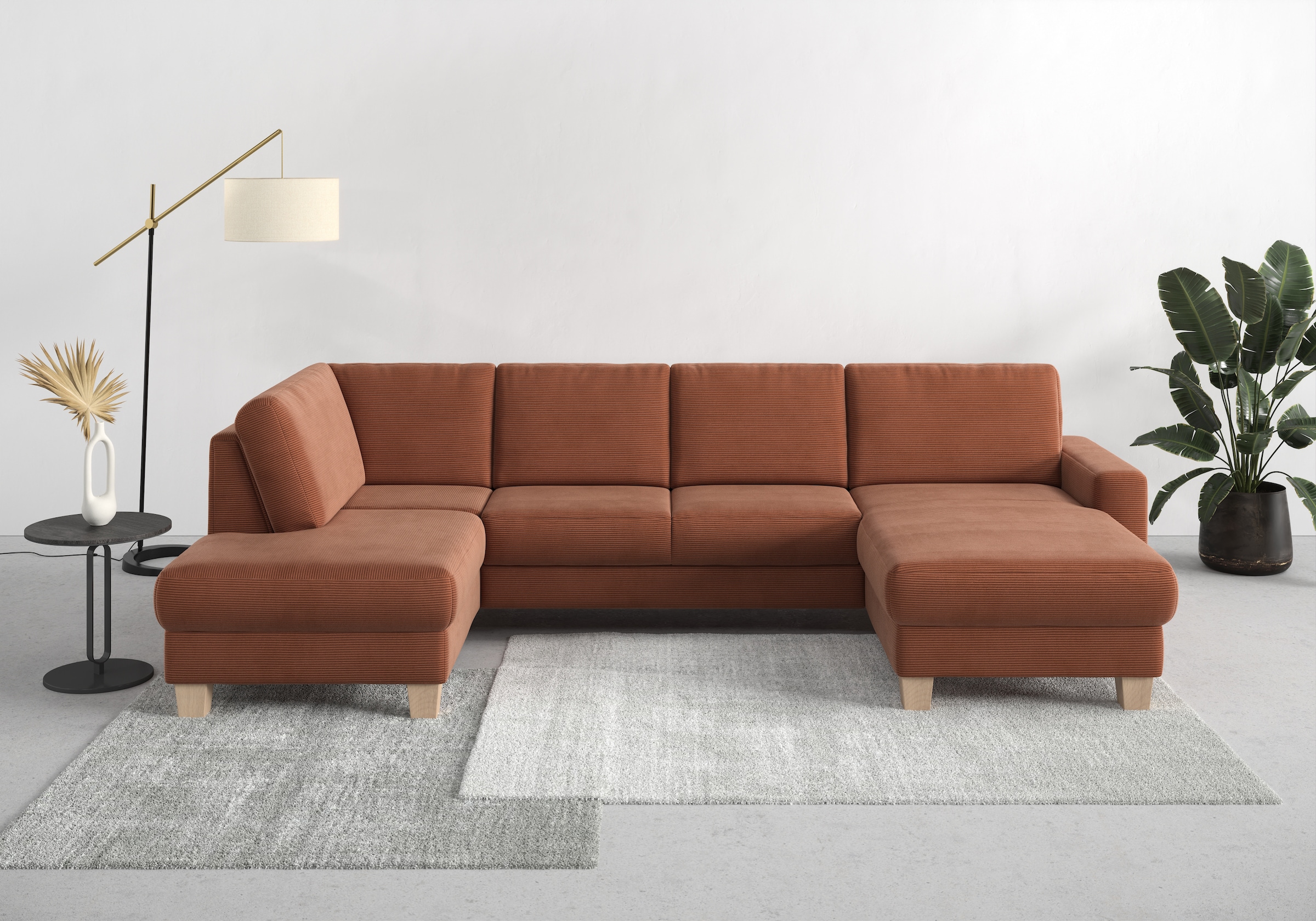 Home affaire Paysage de salon »Summer U-Form« mit oder ohne Bettfunktion und Bettkasten, Cord-Bezug