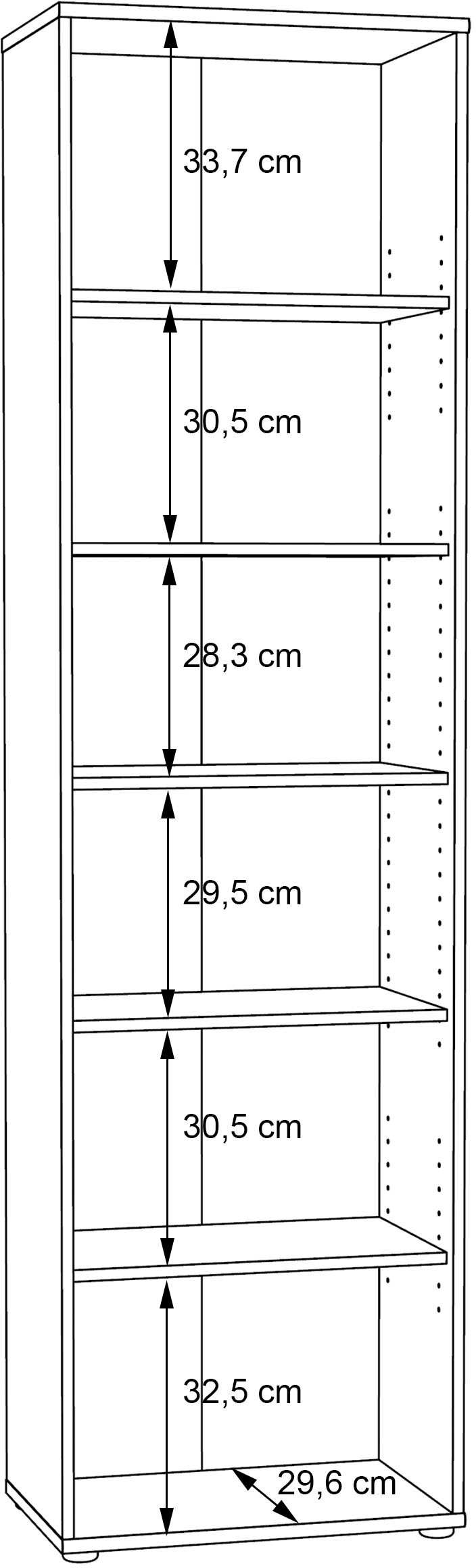 FORTE Étagère »Tempra, Mehrzweckregal schmal, Höhe 197,5 cm, 5 Ablageböden« hauteur env. 197,5 cm