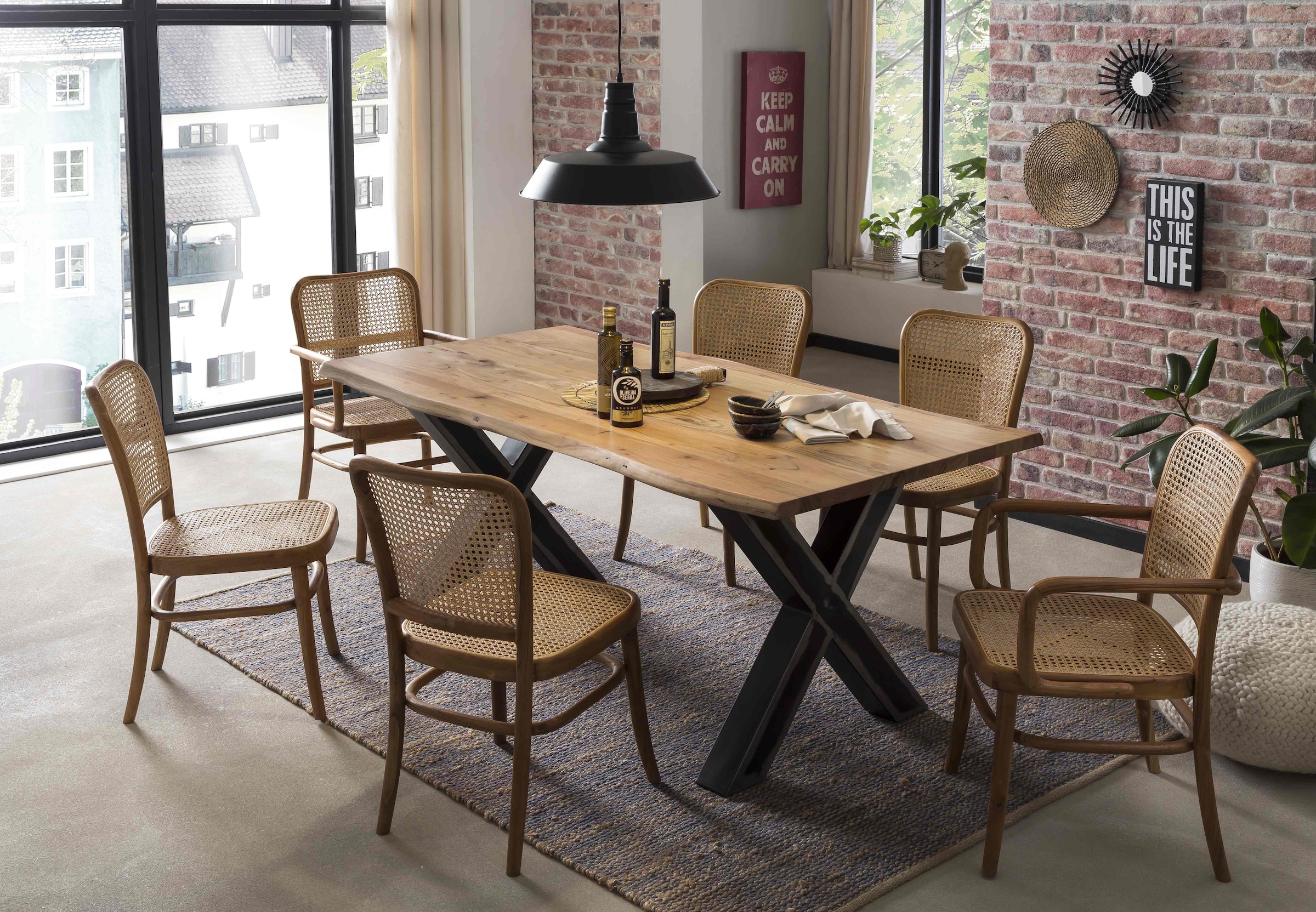 SIT Pied de table »Bosa aus Stahl im Used Look für Platten von 160–240 cm« 1 cuis tlg. Support de plateau de table en acier en forme de X au look usé marqué