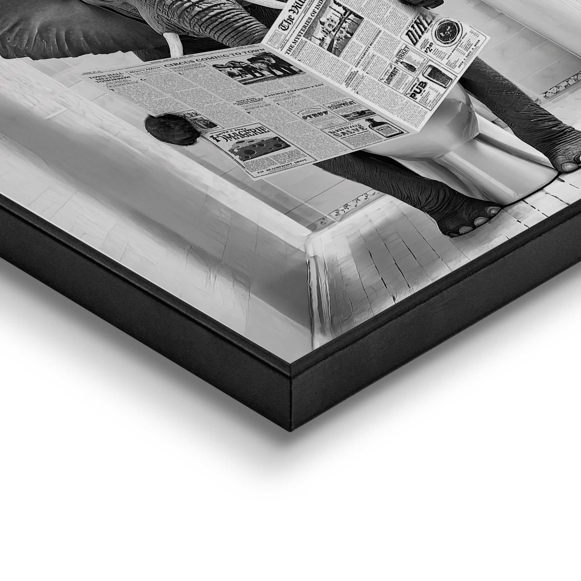 Reinders! Poster »Elephant Toilet« Toilette - WC - Zeitung - Schwarz-Weiss - MDF - Tiere - 50x50 cm