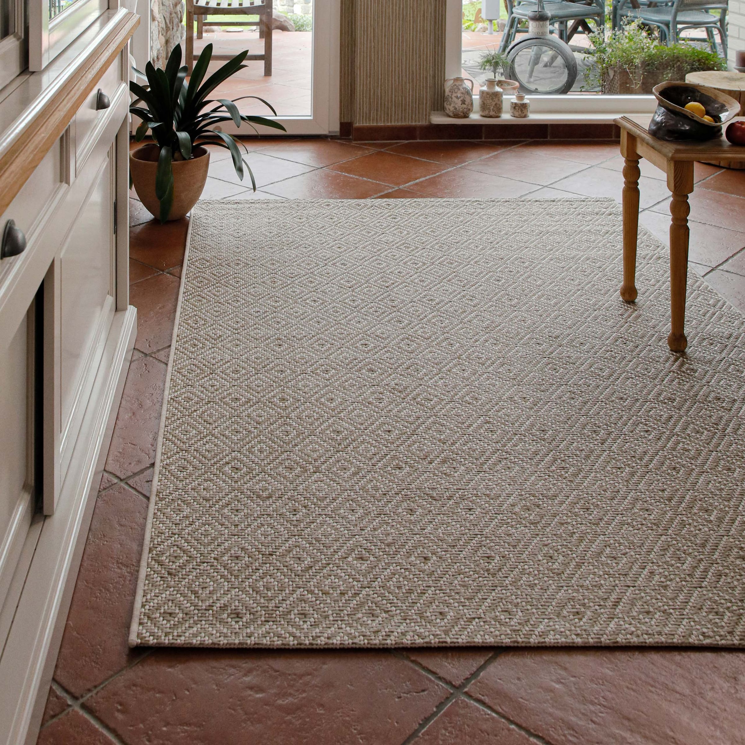 Wecon home Tapis »Miami Beach« Rectangulaire 5 mm Höhe In- & Outdoor Teppich, wetterfest, modernes Rauten Muster, Balkon