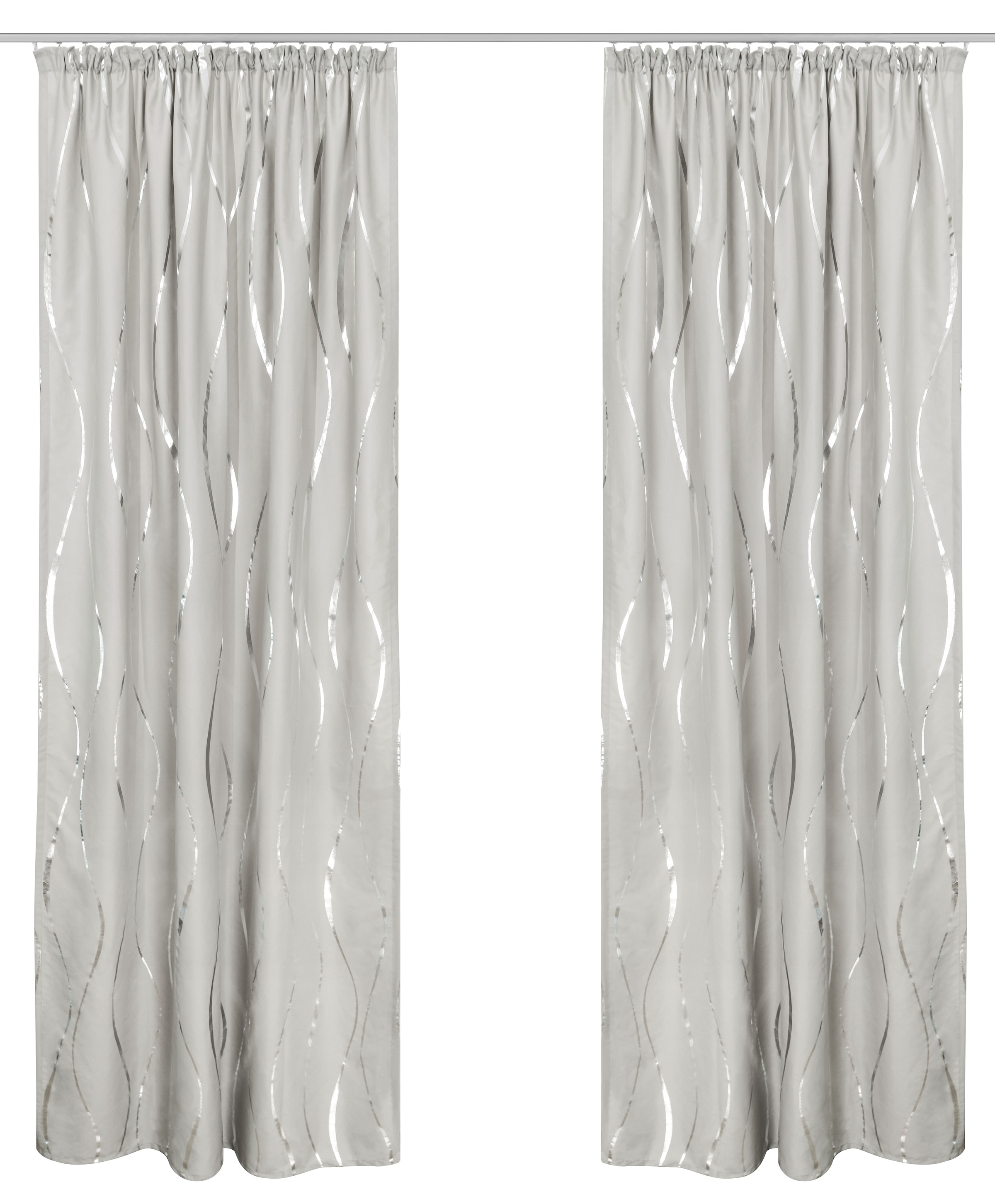 GOODproduct Gardine »Quinnton« Kräuselband 2 Stk. tlg. Metallic‑Akzenten, Kräuselband, schöner Stoff, mittelleicht