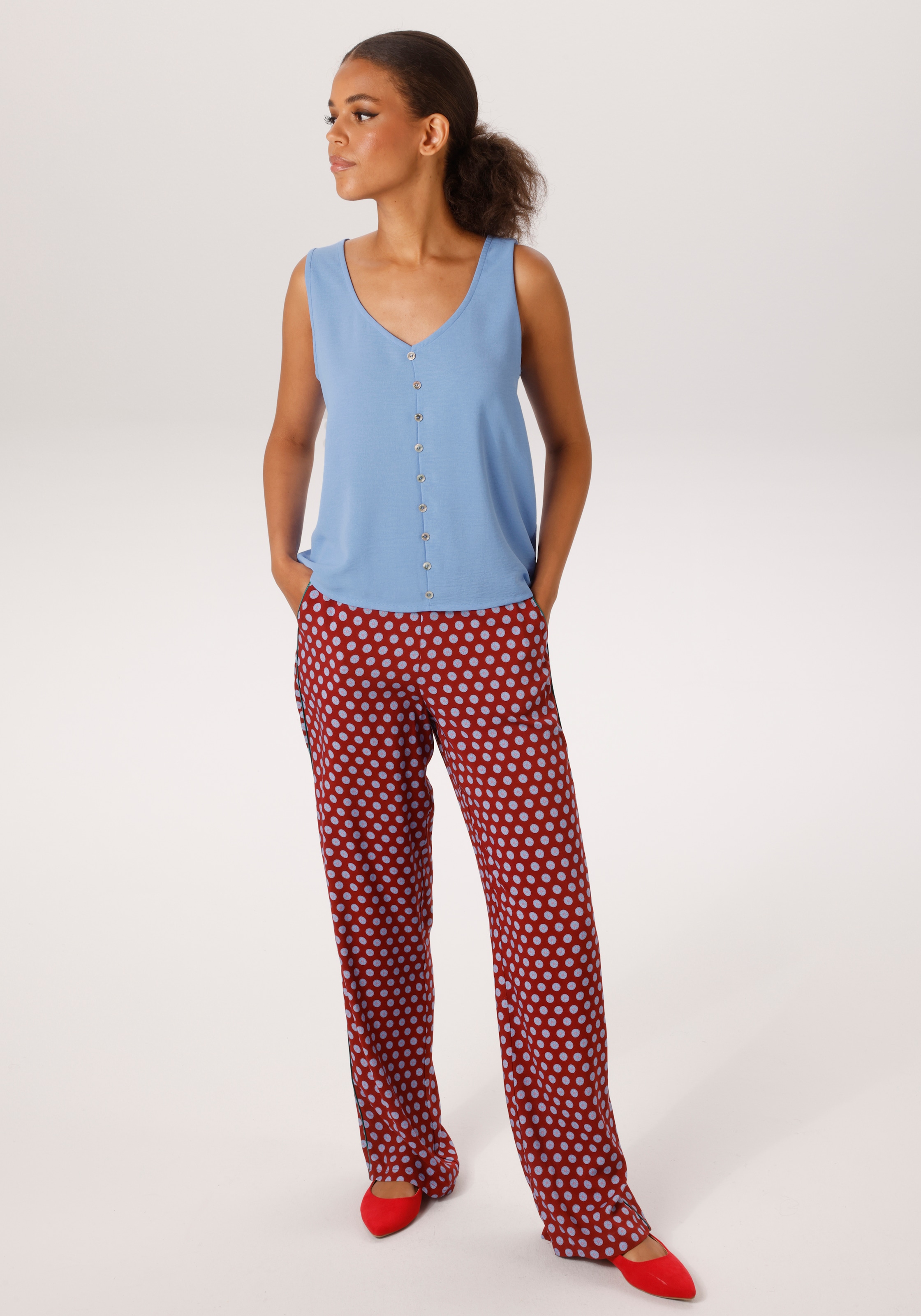 Aniston CASUAL Top chemisier in Leinen-Optik - NEUE KOLLEKTION