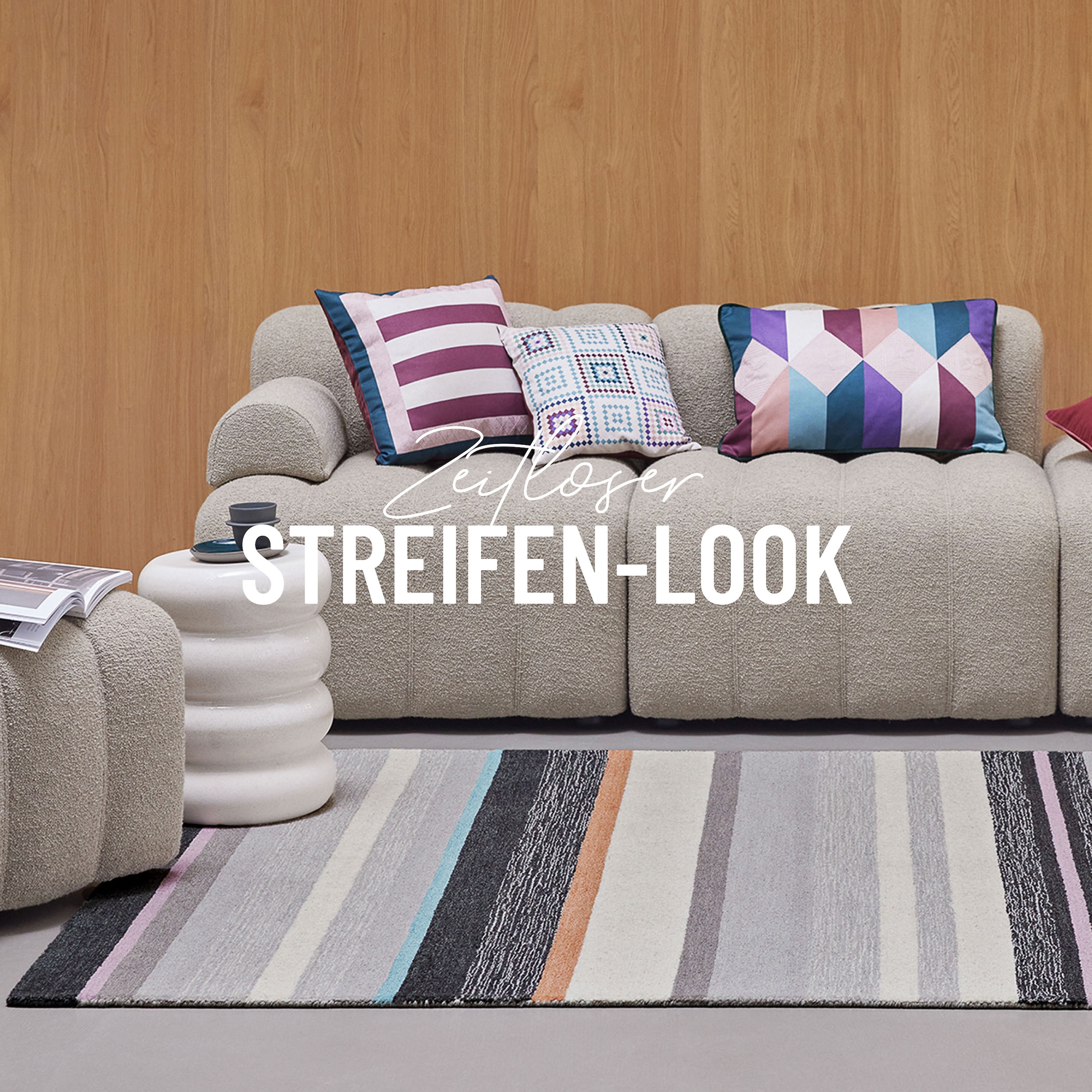 Wecon home Tapis »Sally« Rectangulaire 7 mm Höhe handgefertigt, gestreift, pflegeleicht, Wolle, Wohnzimmer, Esszimmer