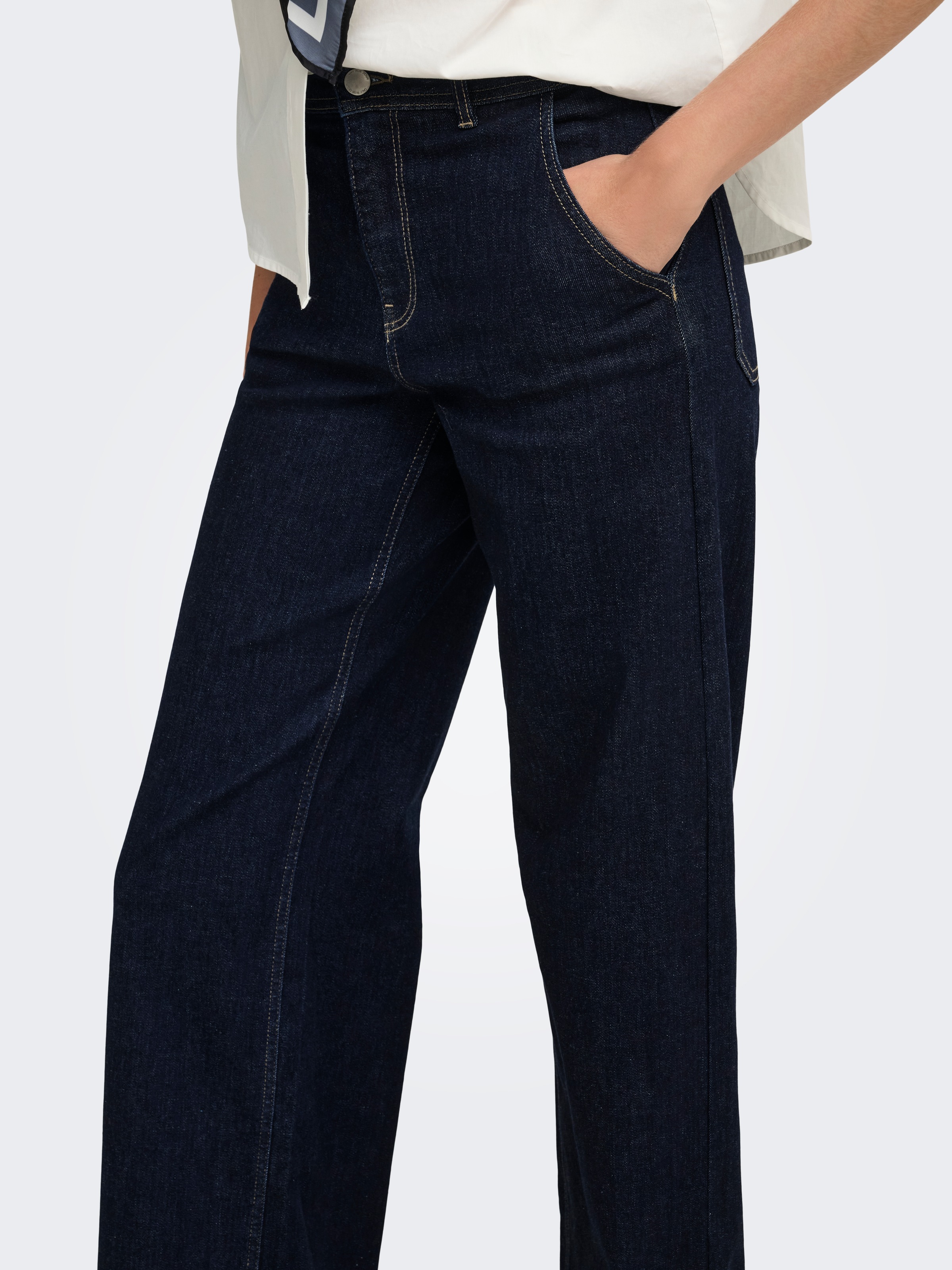 ONLY Jeans taille haute »ONLMADISON HW CHINO WIDE DNM GUA772 NOOS« Mélange de matériaux, coupe large
