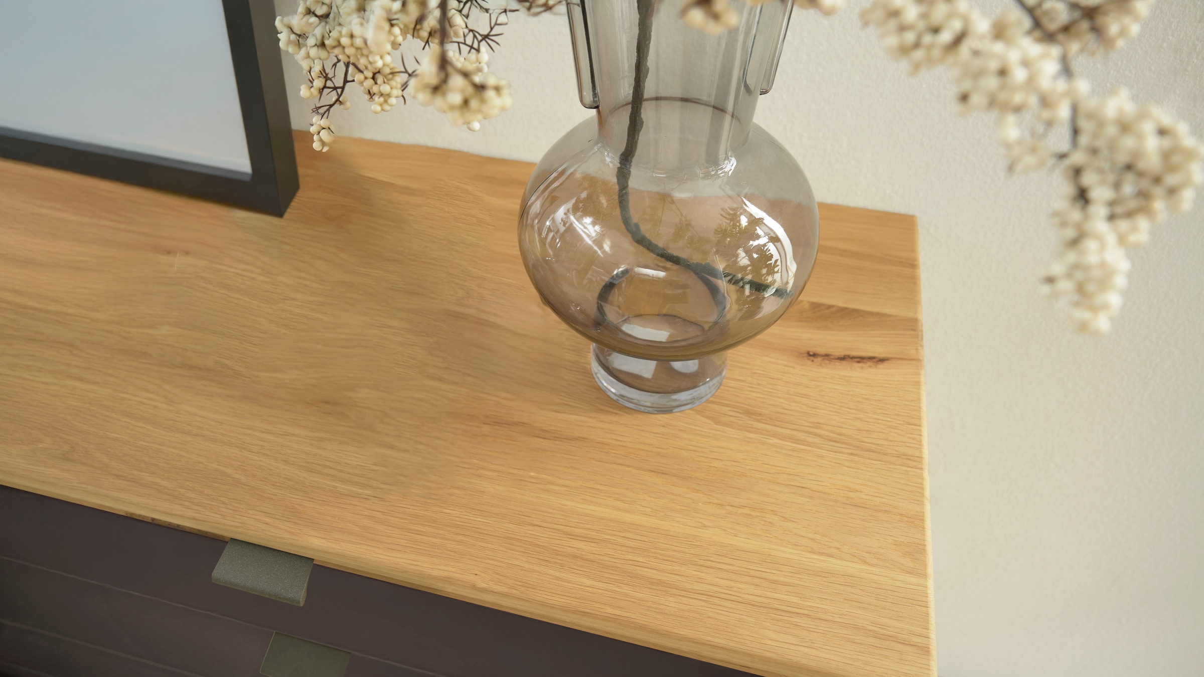 WIEMANN Schubkastenkommode »Cardiff Sideboard, Wäscheschrank, teilmassiv Bianco-Eiche, Schubladen« Glas- oder Massivholzfront, verschiedene Breiten, MADE IN GERMANY,  Schubkästen inklusive Selbsteinzug und Dämpfung