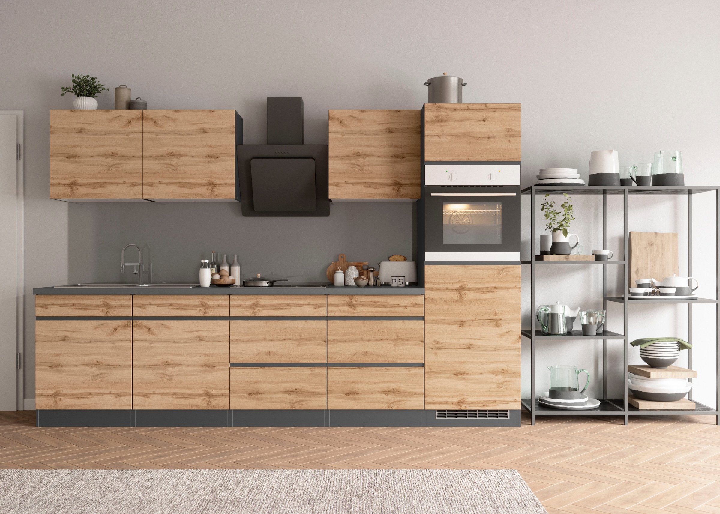 KOCHSTATION Kitchenette »KS-Riesa« largeur d’installation 300 cm, sans appareils électriques