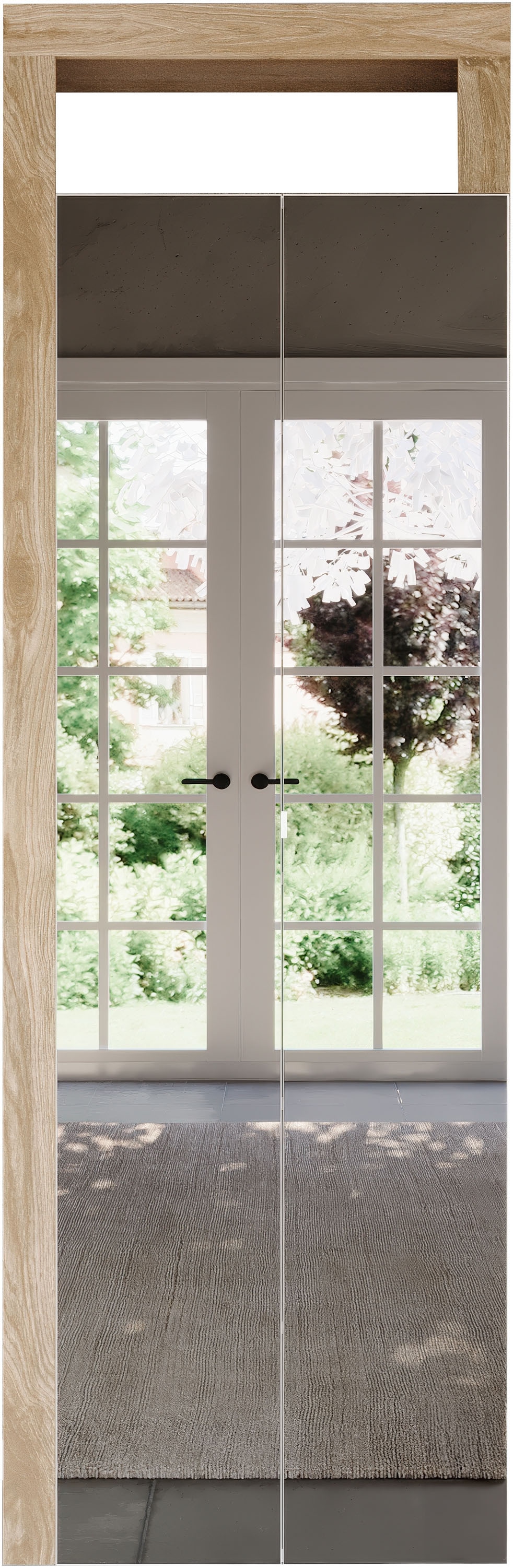 Home affaire Armoire à chaussures »Hamburg Höhe 195 cm, Hochschrank, 2 Spiegeltüren, dekorativer Rahmen,« Schuhregal mit 6 Ebenen, Ablagefach, verstellbare Böden, Metallgriff