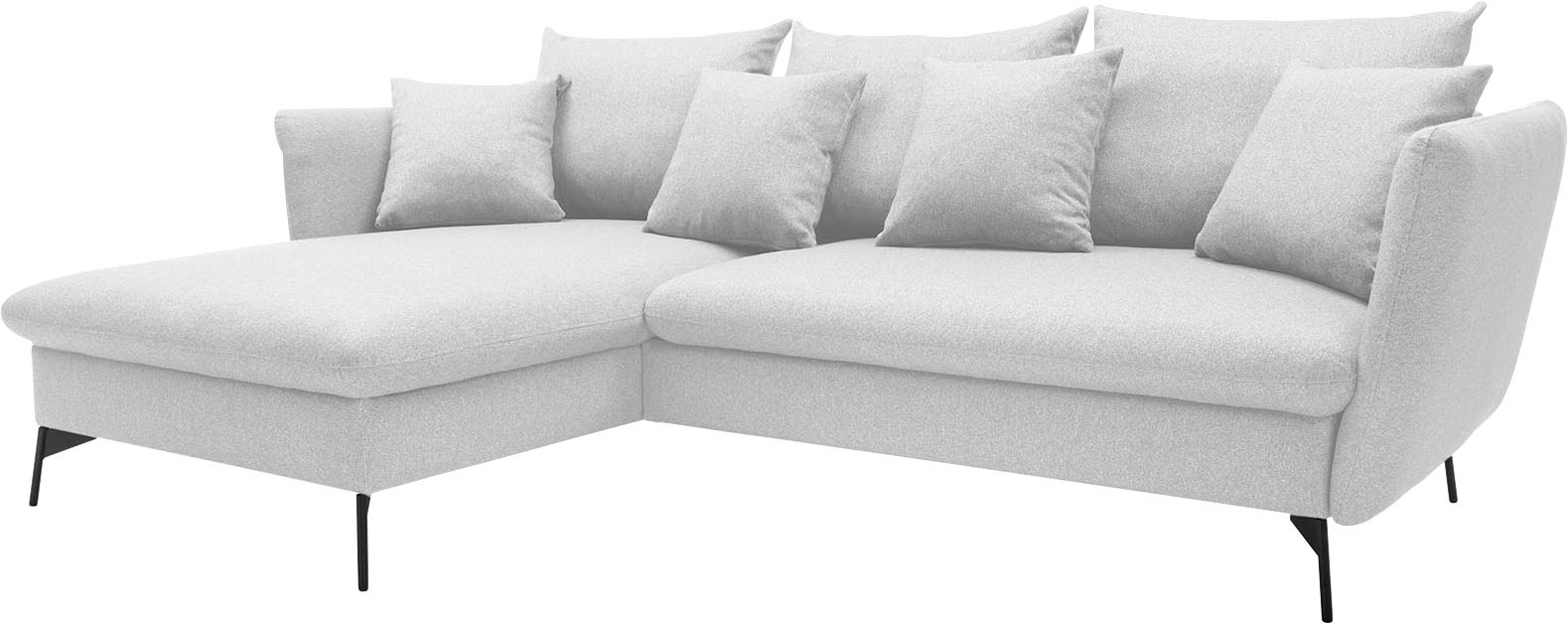 GOODproduct Canapé d'angle »LIVORNO,258 cm, L-Form,« Schlaffunktion u. Bettkasten (139/224cm), Samt, Struktur, Webstoff
