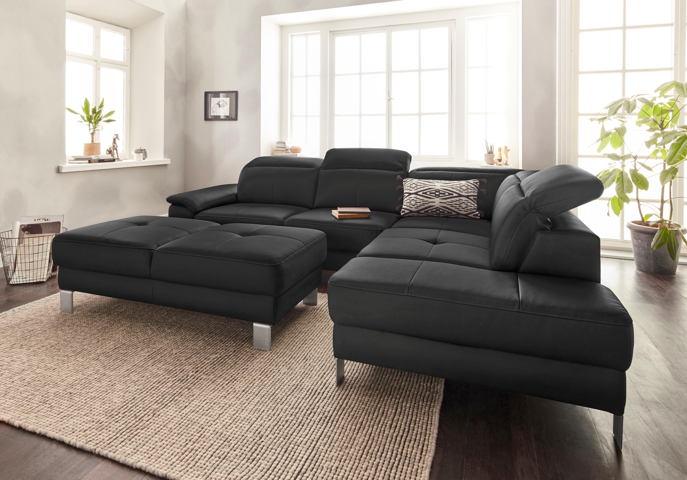 exxpo - sofa fashion Canapé d'angle »Mantua, L-Form« mit Kopf- bzw. Rückenverstellung, Bettfunktion u. Bettkasten