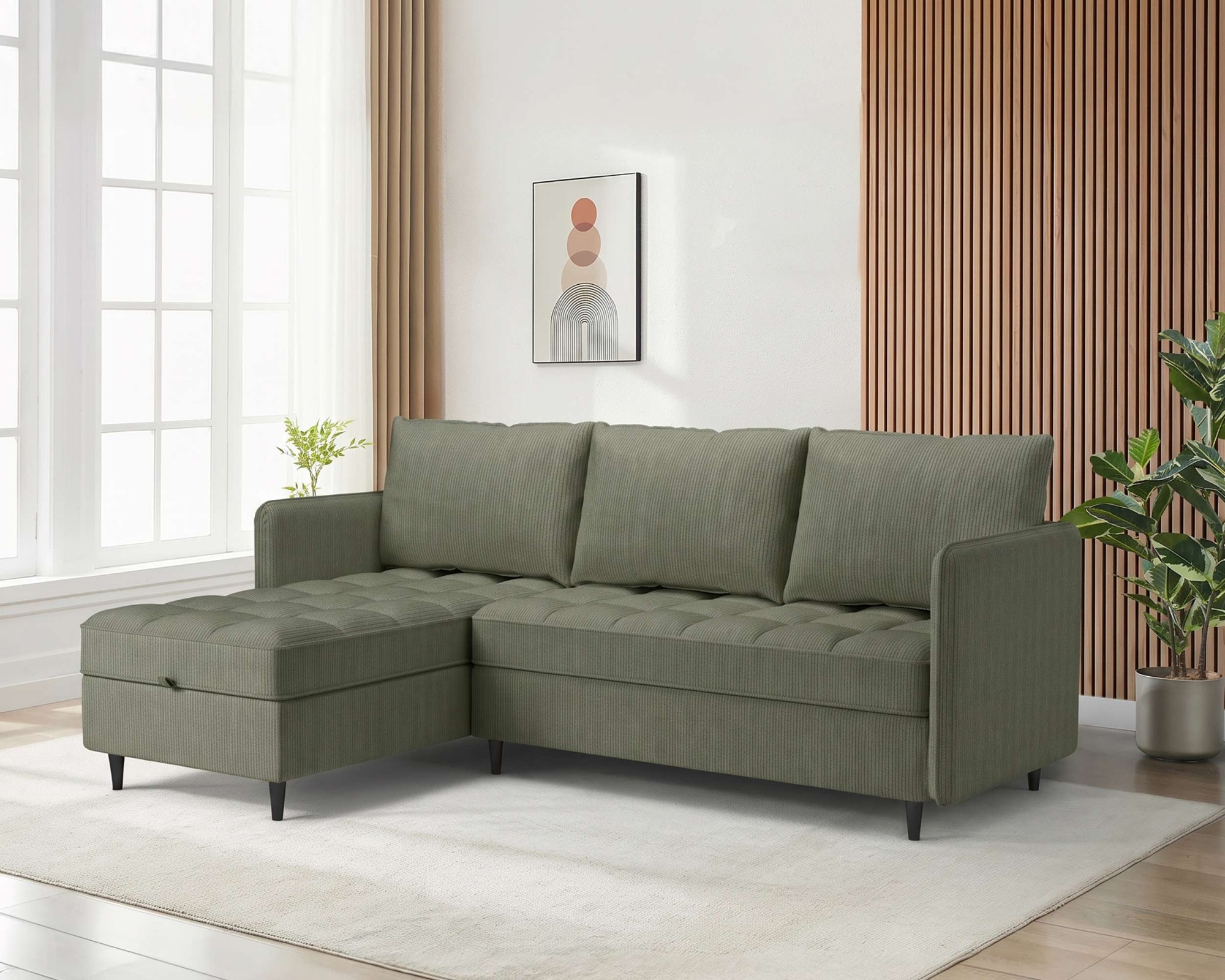 Dorel Home Ecksofa »LINDHUS, Cord, L-Form, Breite 194cm, verschiedene Stellvarianten« Recamiere, Stauraum, Modulsofa