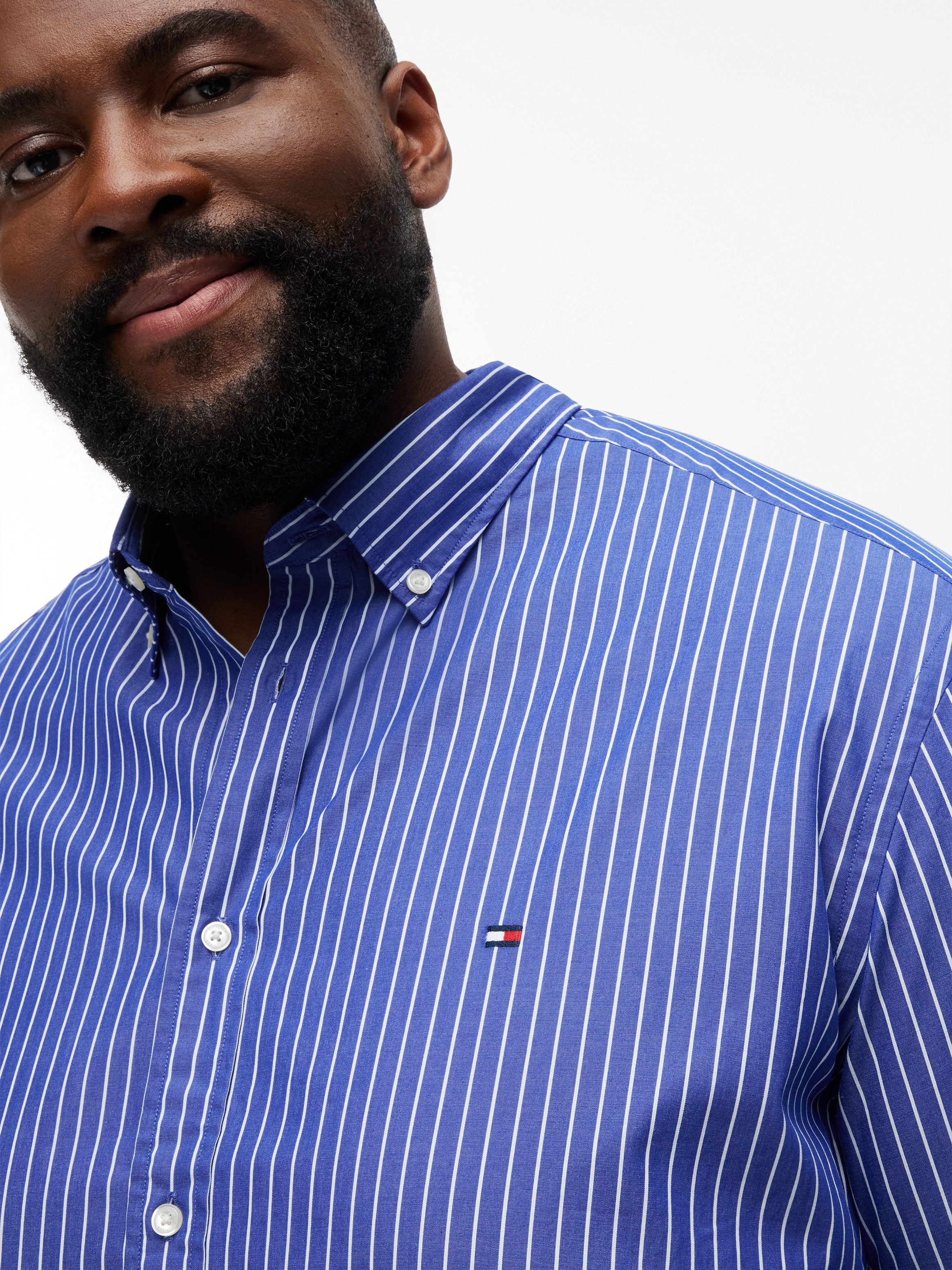 Tommy Hilfiger Big & Tall Kurzarmhemd »FLEX POPLIN« Grosse Grössen, regular fit, fein gestreift