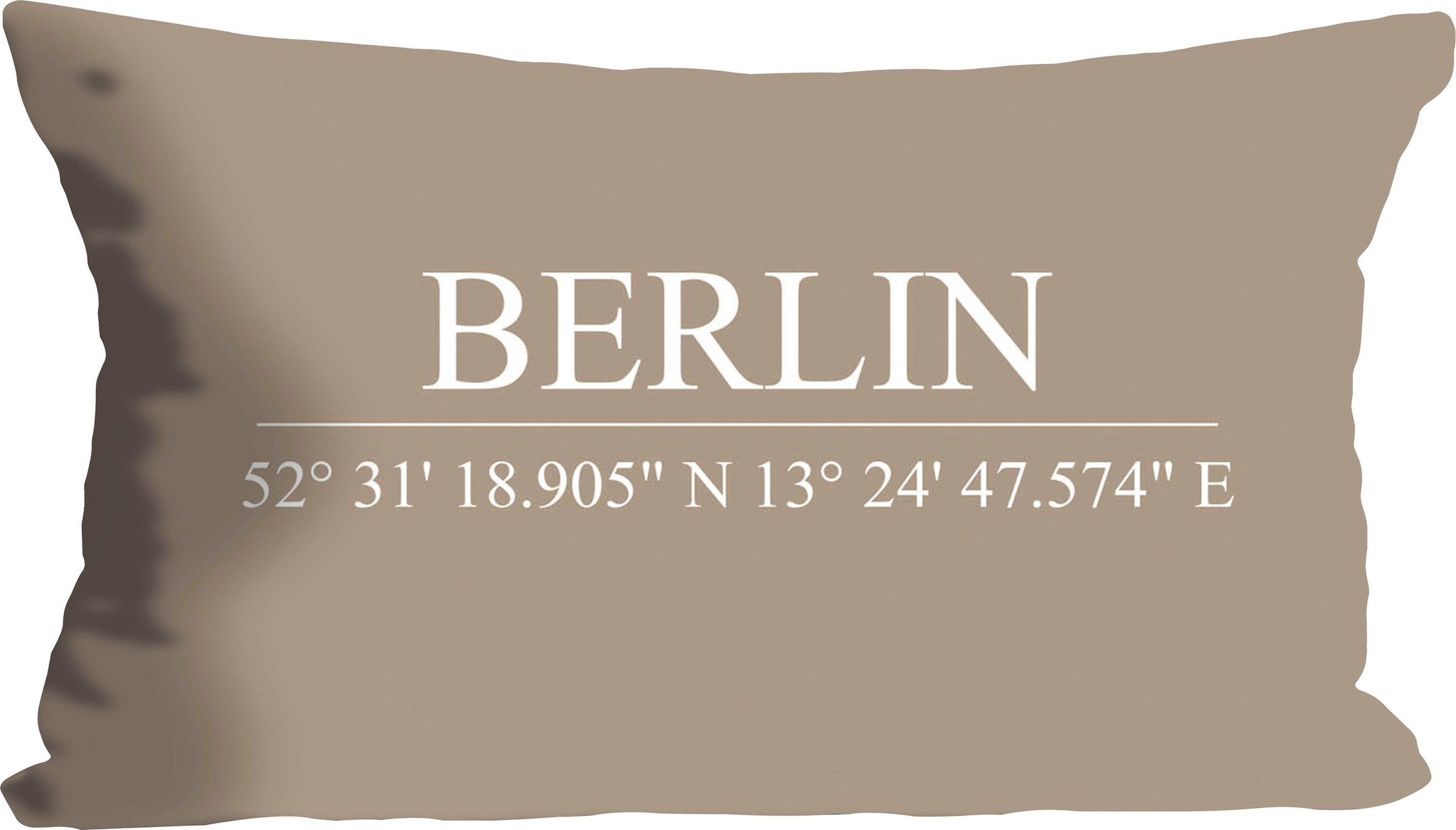 queence Dekokissen »Berlin« Kissenhülle,Grau,Berlin,Schriftzug,Koordinaten,Stadt,Urban,Modern