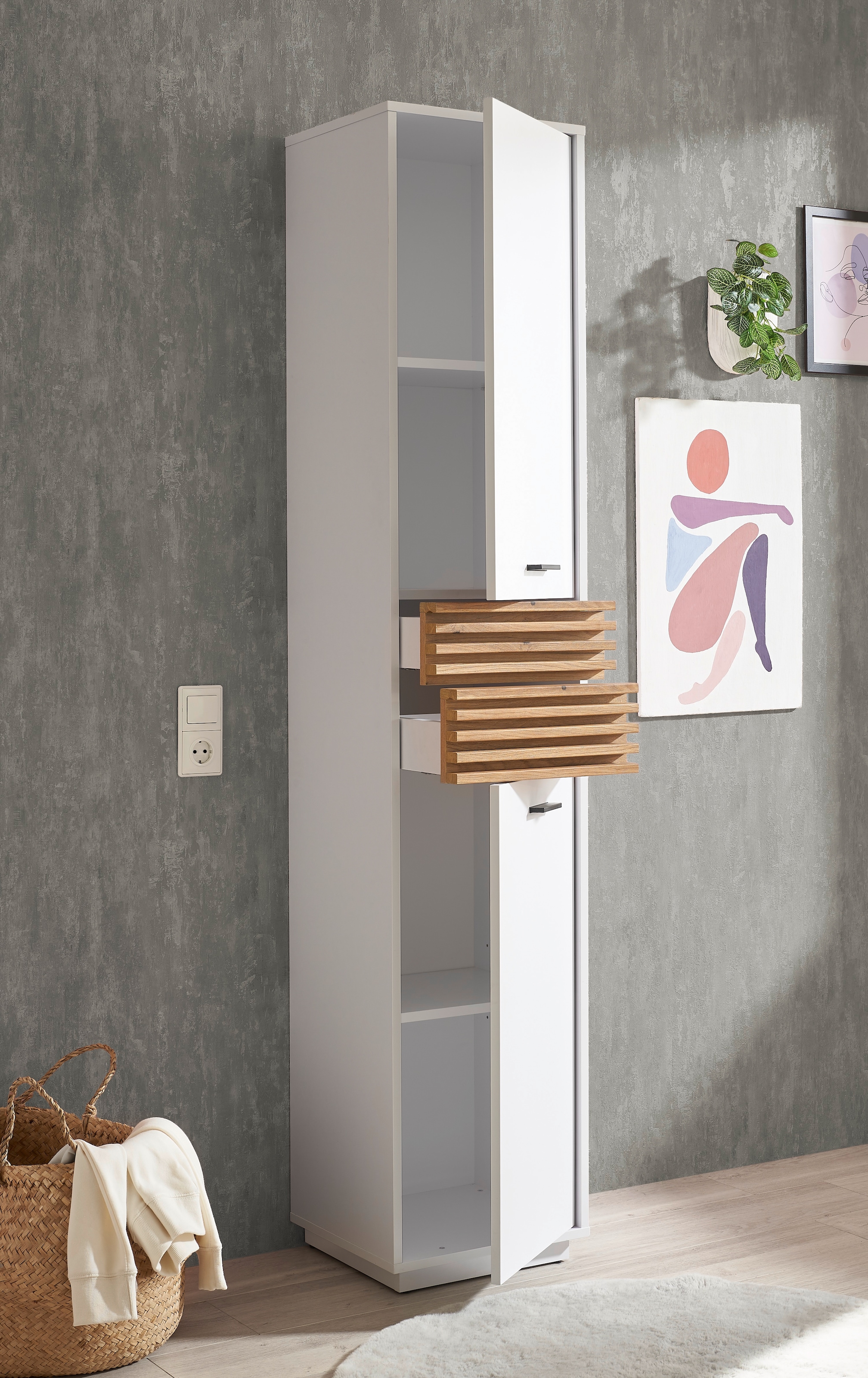 BASIC by Balculina Hochschrank »Liguria B/H/T 38x191x35 cm« 1 Stk. tlg. Breite 38cm, Unterflurauszug, FSC-Mix 70%