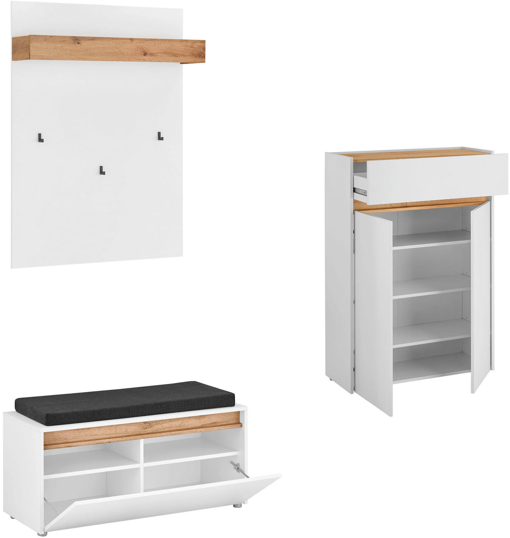 INOSIGN Ensemble de vestiaires »City/Giron, moderne Garderobe, viel Stauraum, ca. 24 Schuhe« Set, 3 cuis tlg.