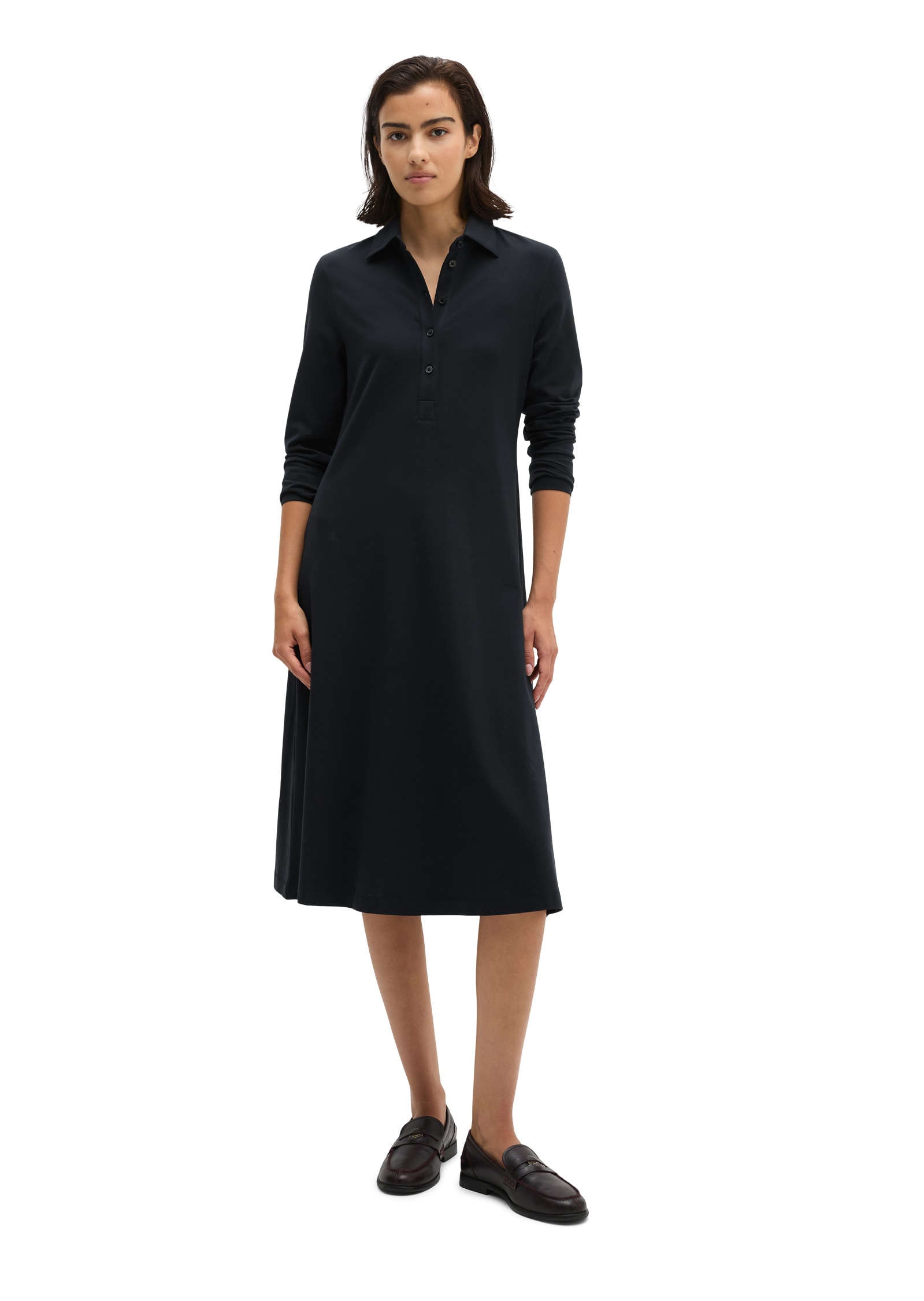 Marc O'Polo Hemdblusenkleid flared aus Single Jersey mit Paper-Finish