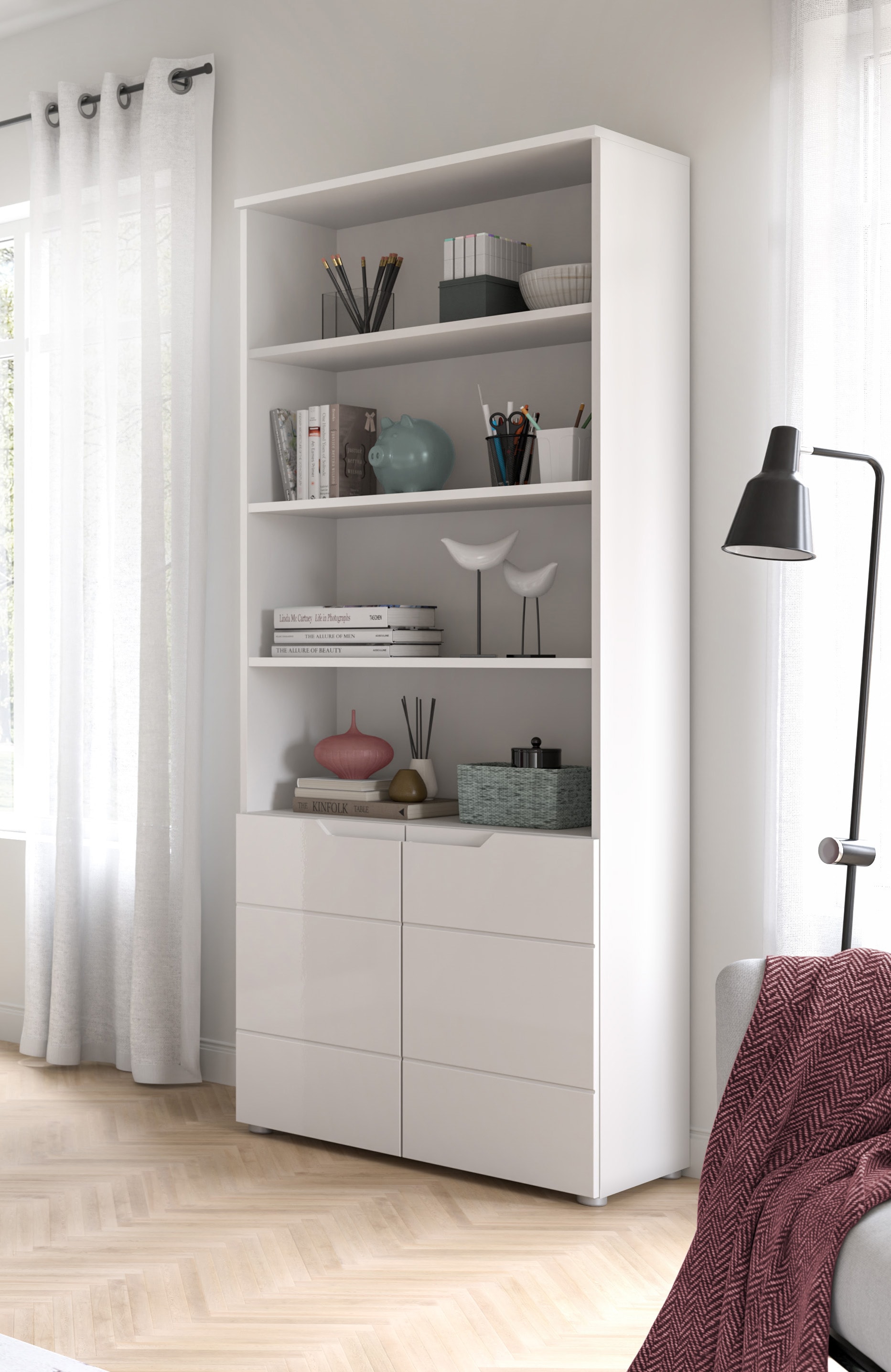 INOSIGN Armoire de classement »CAPRI, 2 Türen inkl. eingefasster Griffmulde, 5 Einlegeböden« Mehrzweckschrank, Aktenregal, Regal, Stauraumregal, Universalschrank