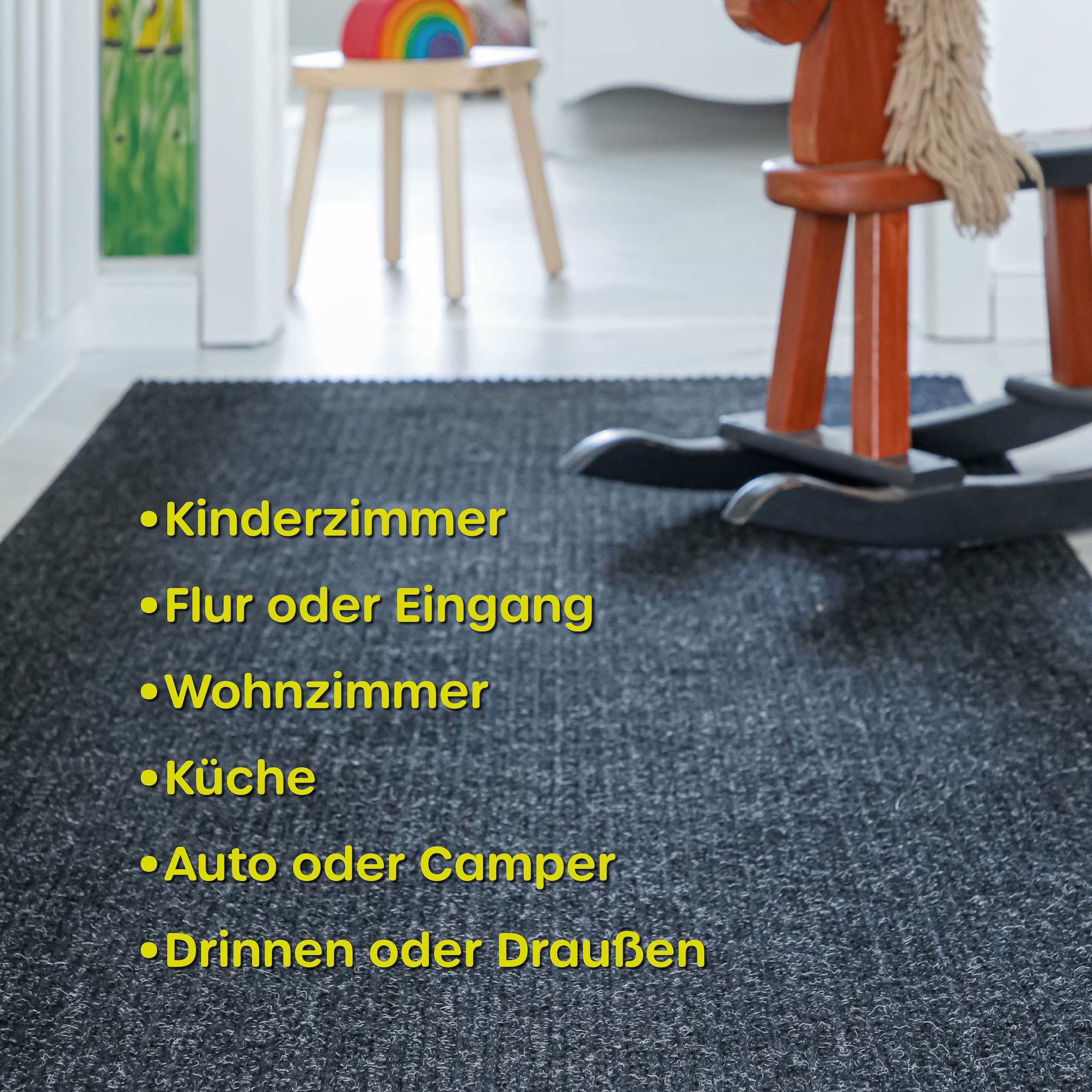 Wecon home Tapis »Buhai« Rectangulaire 3 mm Höhe ultraflacher Schmutzfangläufer, rutschfest, waschbar, wetterfest