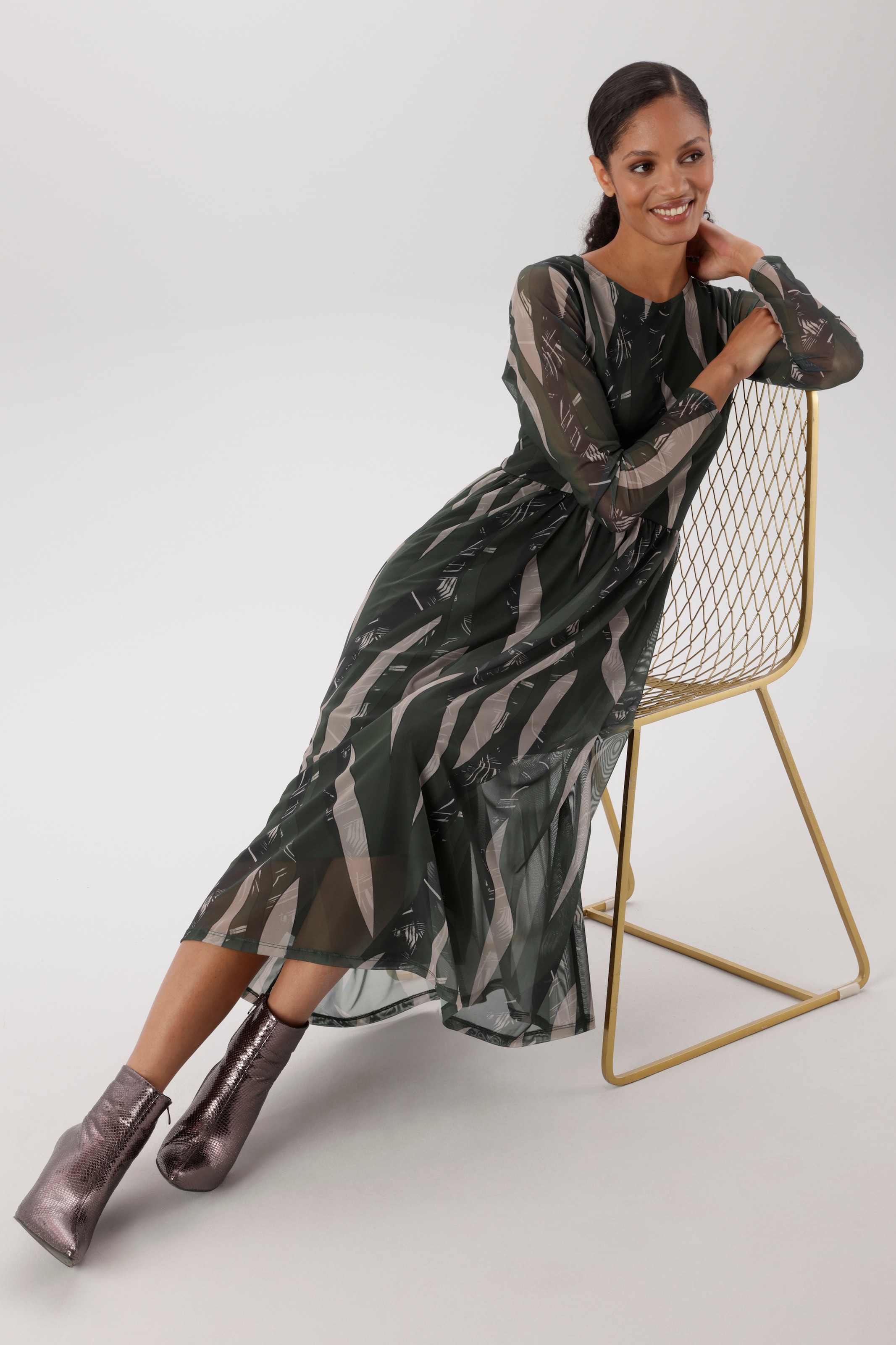 Aniston SELECTED Robe midi en qualité mesh avec motif harmonieux - NOUVELLE COLLECTION