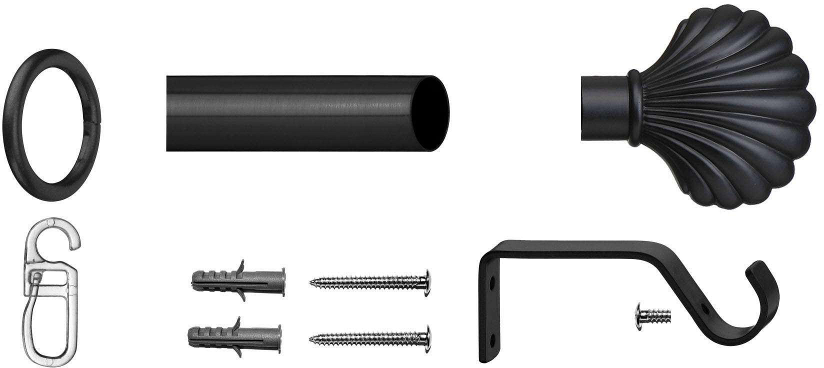 indeko Gardinenstange »Volterra« Ø 16 mm 1 läufig-läufig Fixmass Komplett-Set inkl. Ringen und Montagematerial
