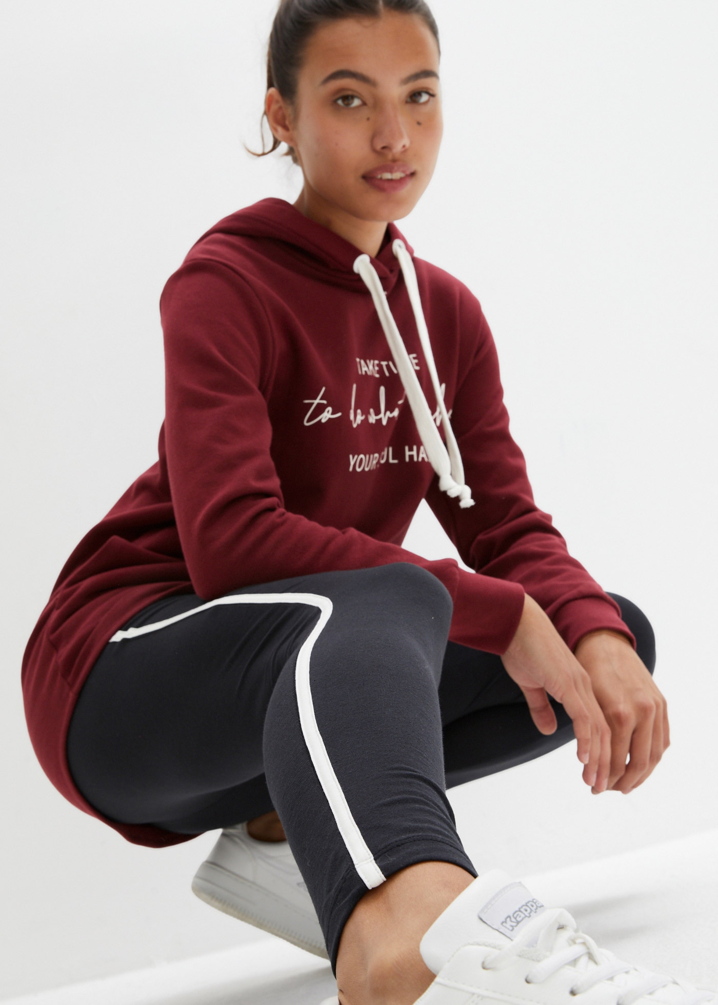 bonprix Jogging »Jogginganzug mit Long-Sweatshirt und Leggings (2-teilig)« ensemble deux pièces, sweat-shirt extra long, leggings 7/8