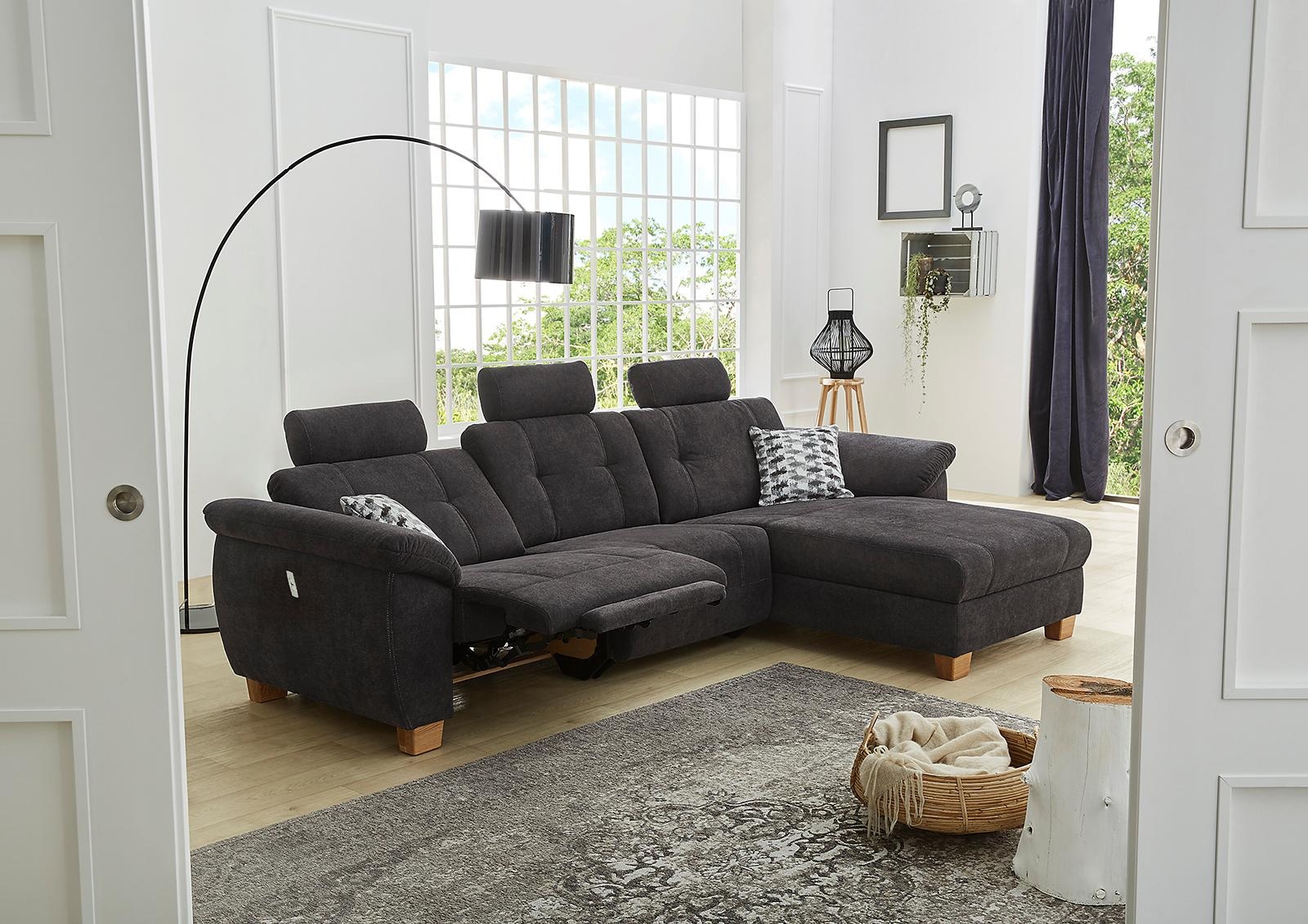 Jockenhöfer Gruppe Ecksofa »Savona L-Form, B: 299  cm« mit elektr. Relaxfunktion, USB, 2 Zierkissen & 3 Kopfstützen