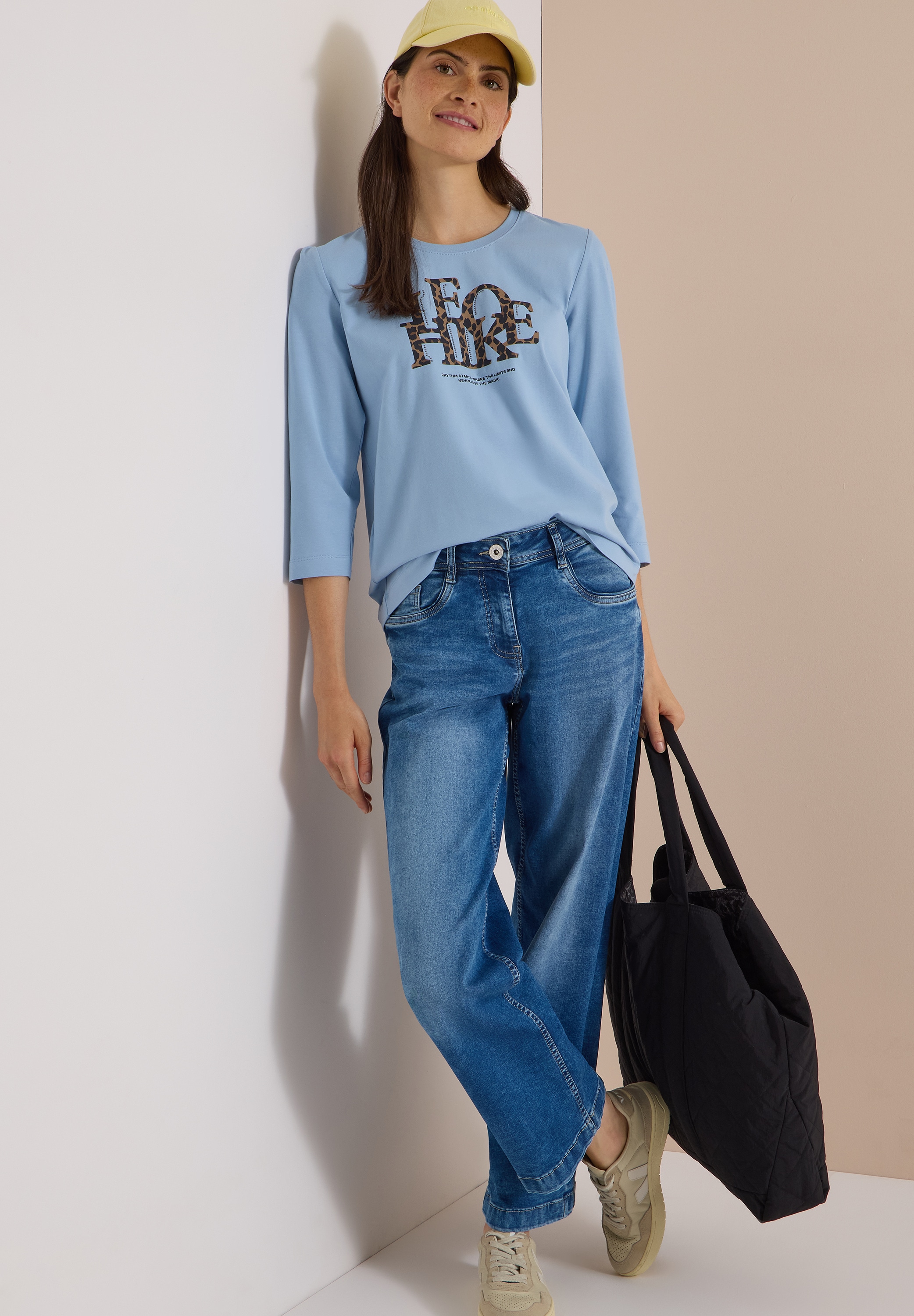 Cecil T-shirt à manches 3/4 avec une part d'élasthanne, imprimé motif animalier, col rond