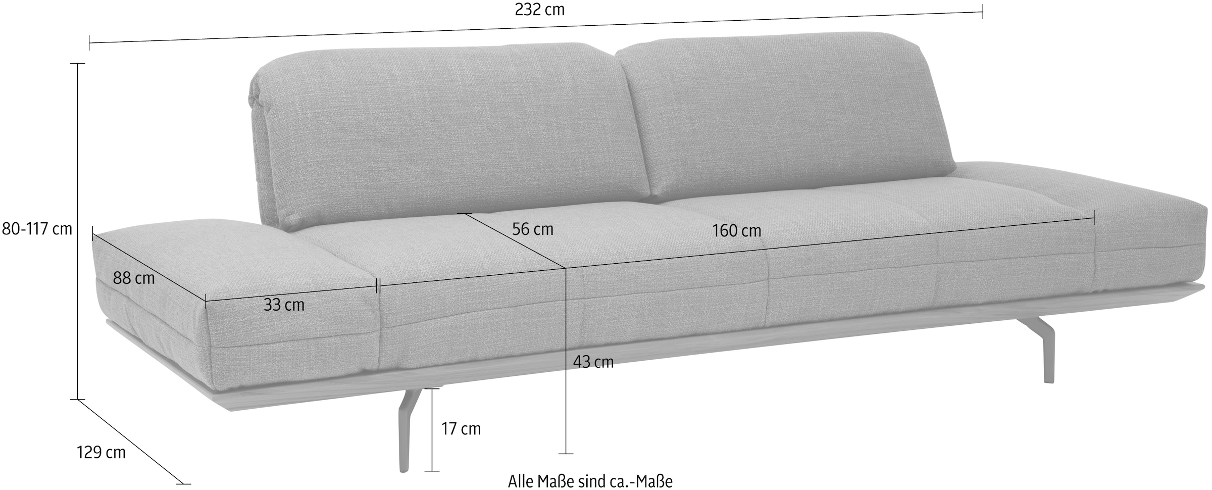 Creation BY ROLF BENZ 3-places »CR.420, Designsofa, Loungesofa« en 2 qualités, cadre en chêne naturel ou noyer, largeur 232 cm
